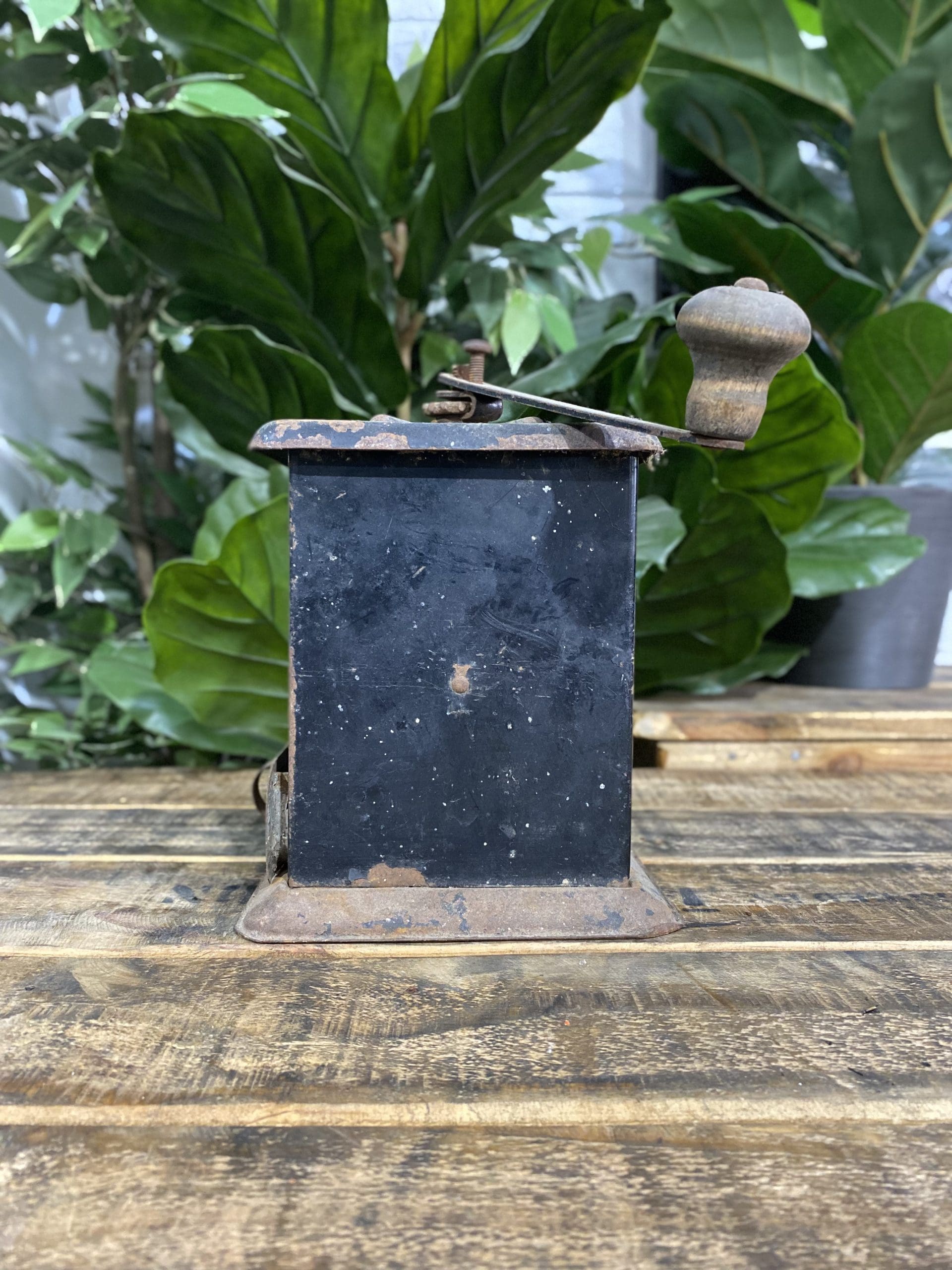 #100 1890’s Wooden Box Grinder & Steel Pull Out Drawer