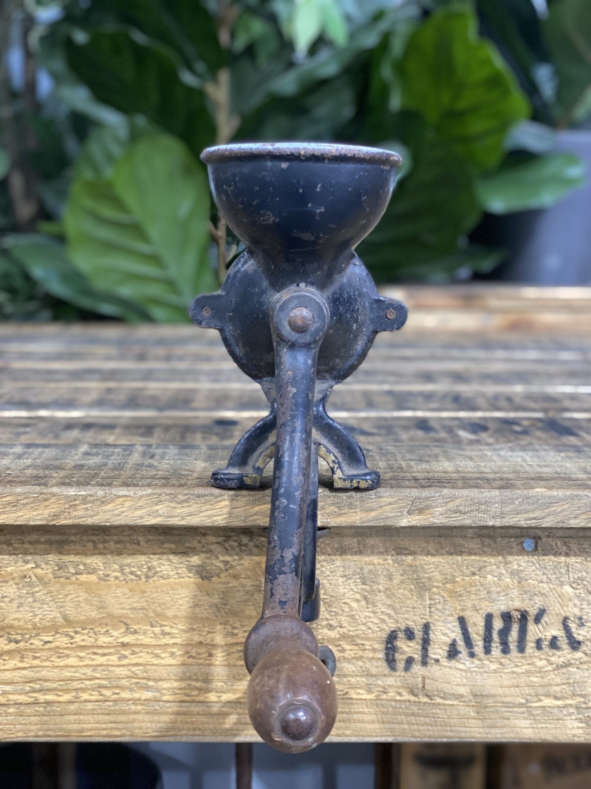 #153 1890’s Small Black Beatrice Benchtop Hand Coffee Grinder