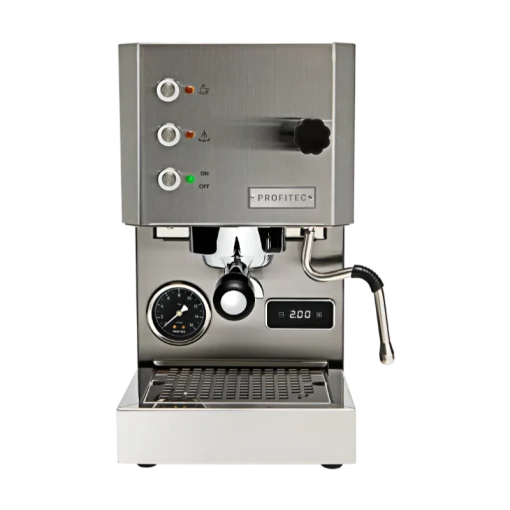 Profitec Go Pid 1 Group Espresso Coffee Machine, sleek design with pressure gauge and steam wand.