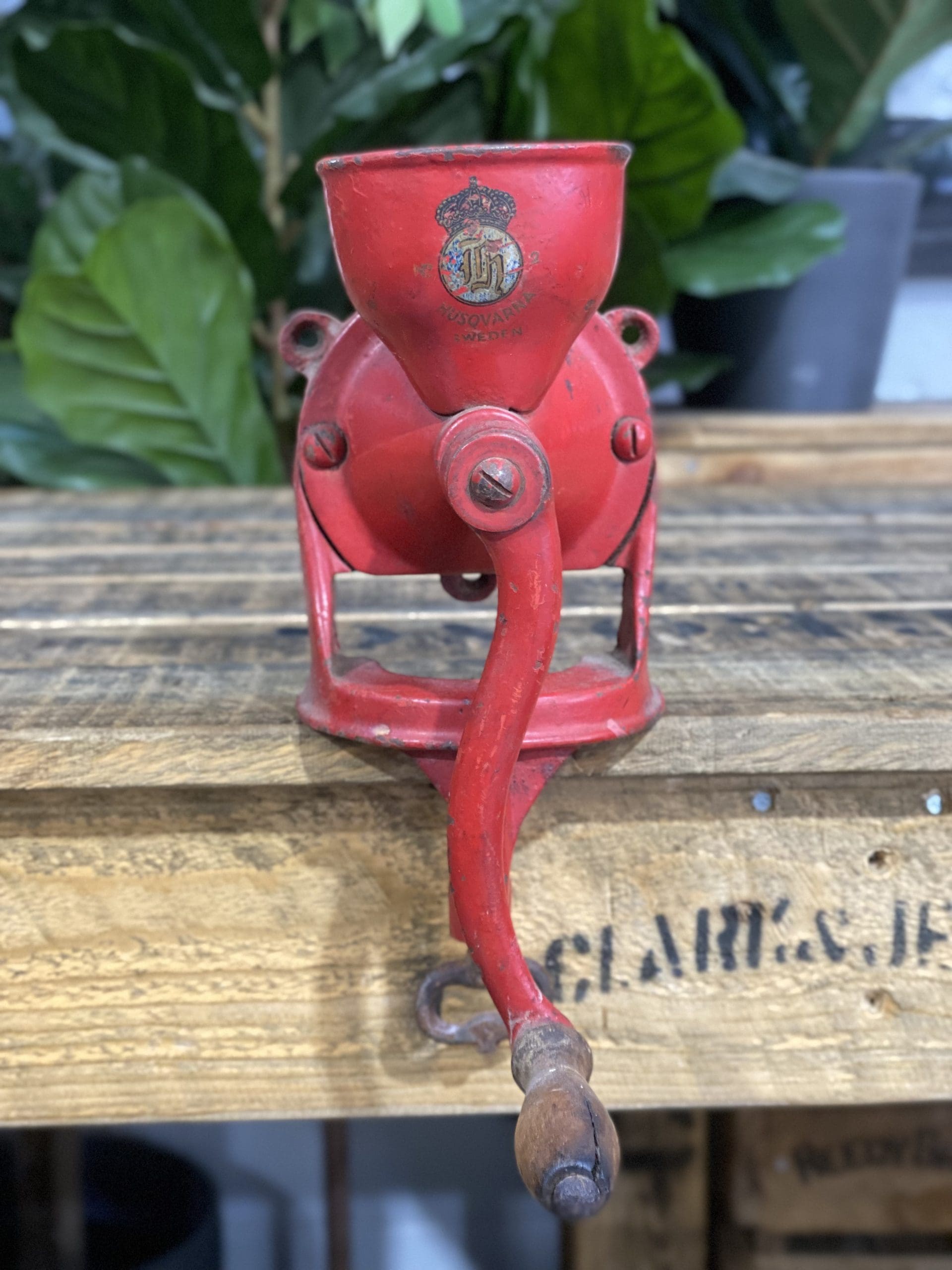 #17 1930’s Husqvarna No. 2 Bench Clamp Hand Coffee Grinder