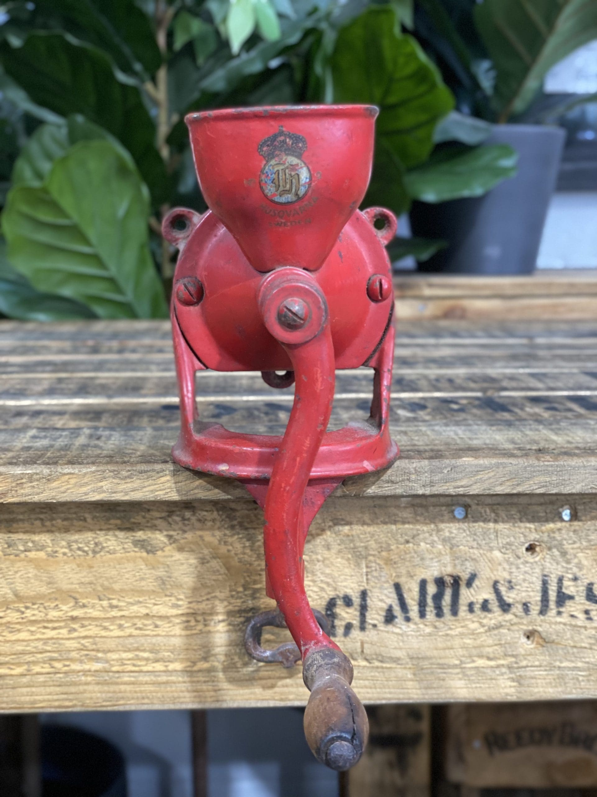 #17 1930’s Husqvarna No. 2 Bench Clamp Hand Coffee Grinder