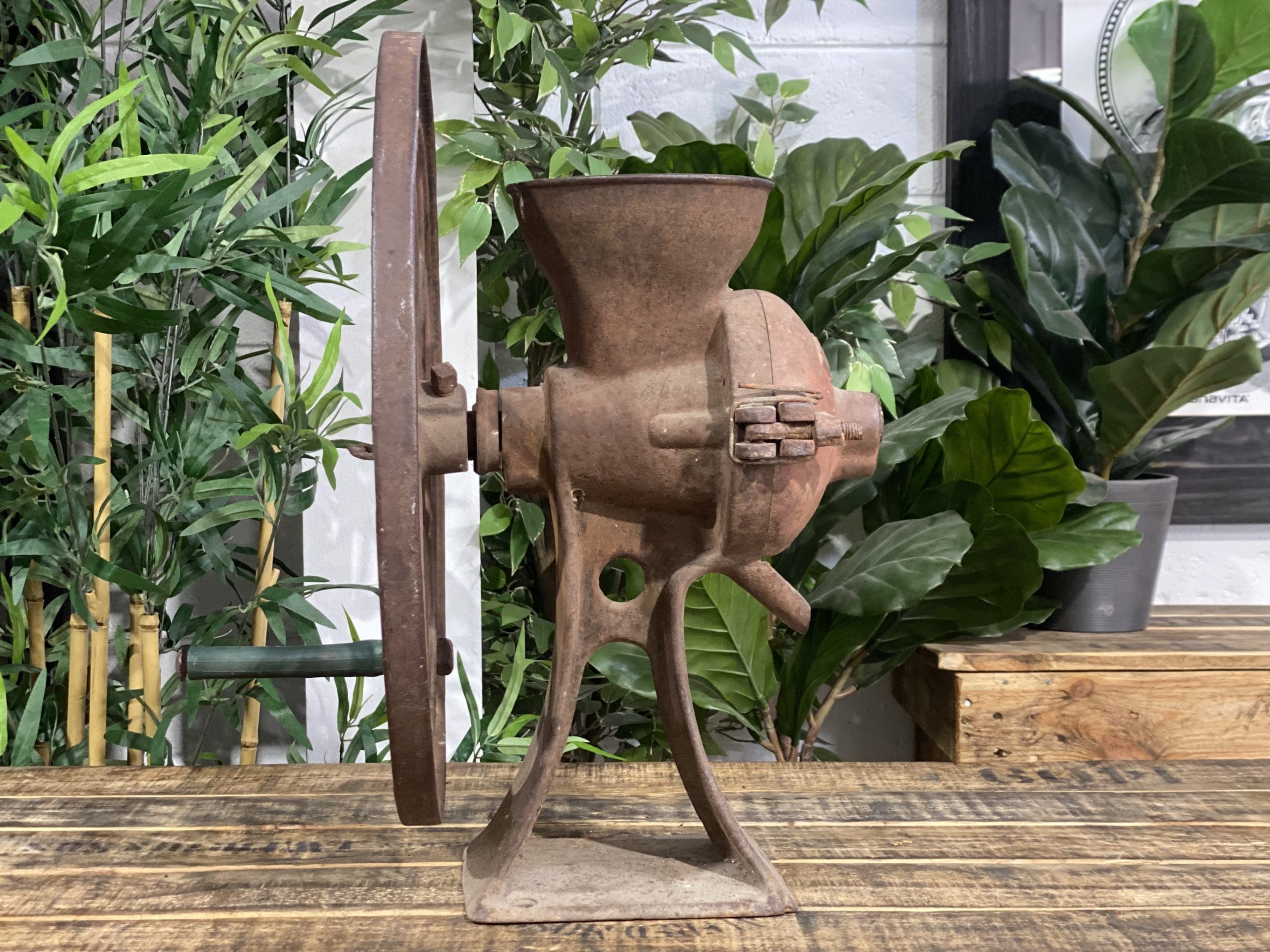 1870’s Lassetter Cast Iron Single Wheel Large Hand Coffee Grinder