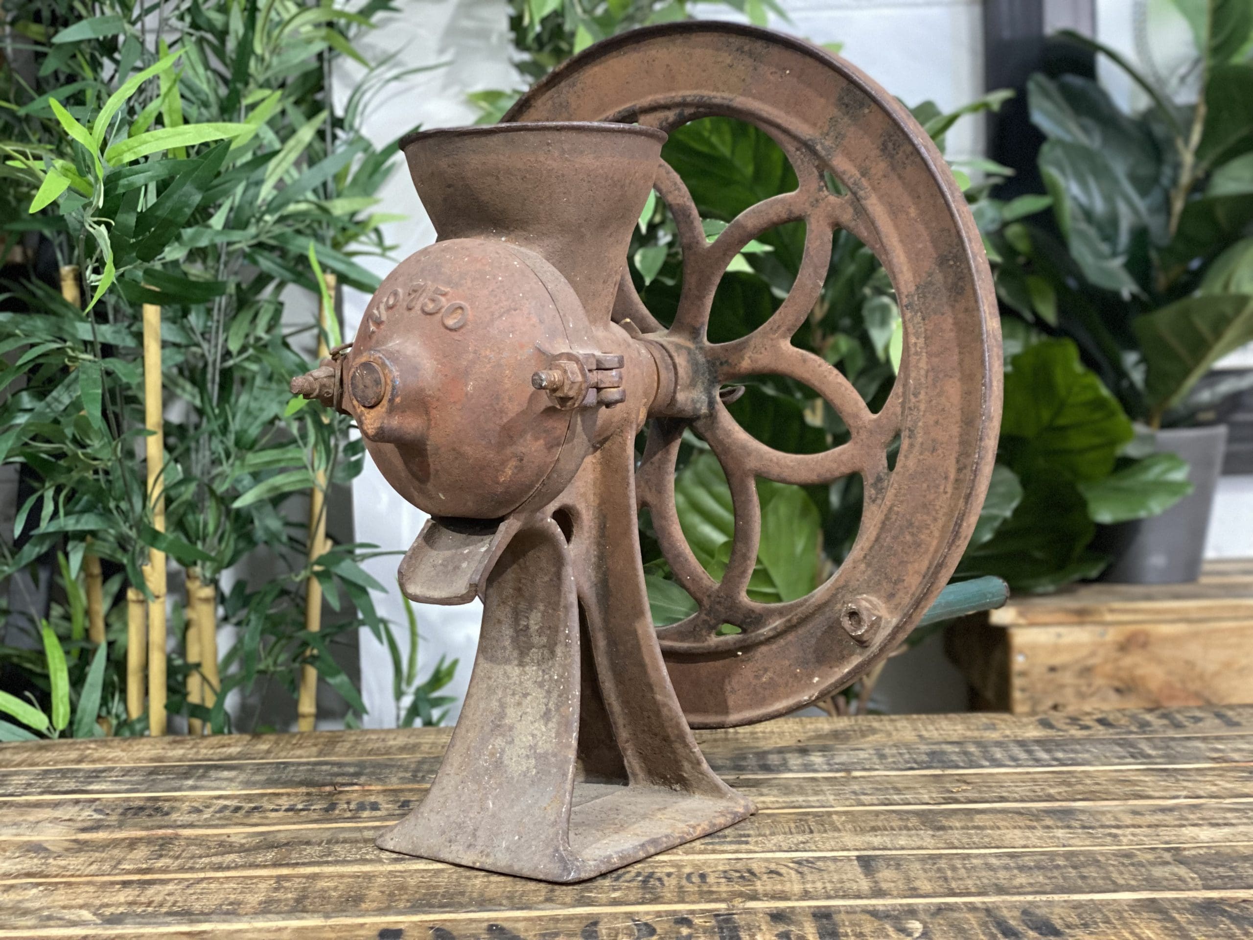 1870’s Lassetter Cast Iron Single Wheel Large Hand Coffee Grinder