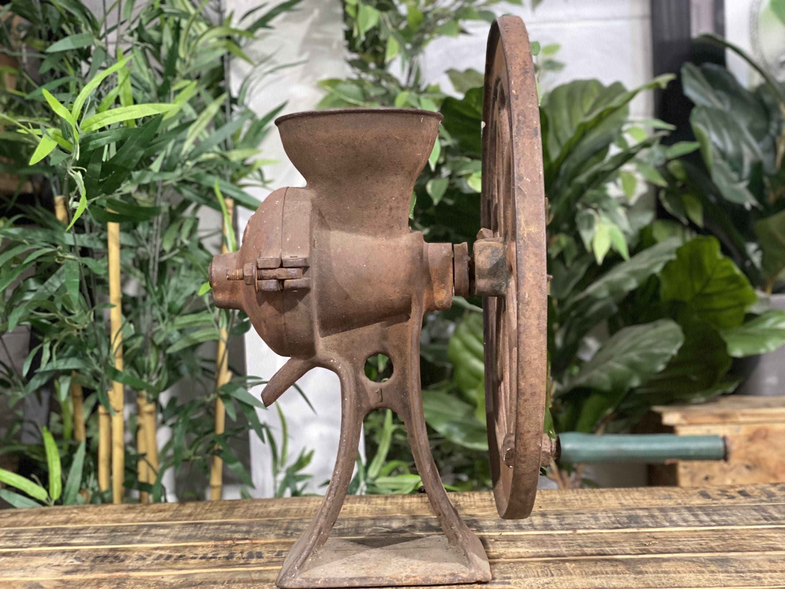 1870’s Lassetter Cast Iron Single Wheel Large Hand Coffee Grinder