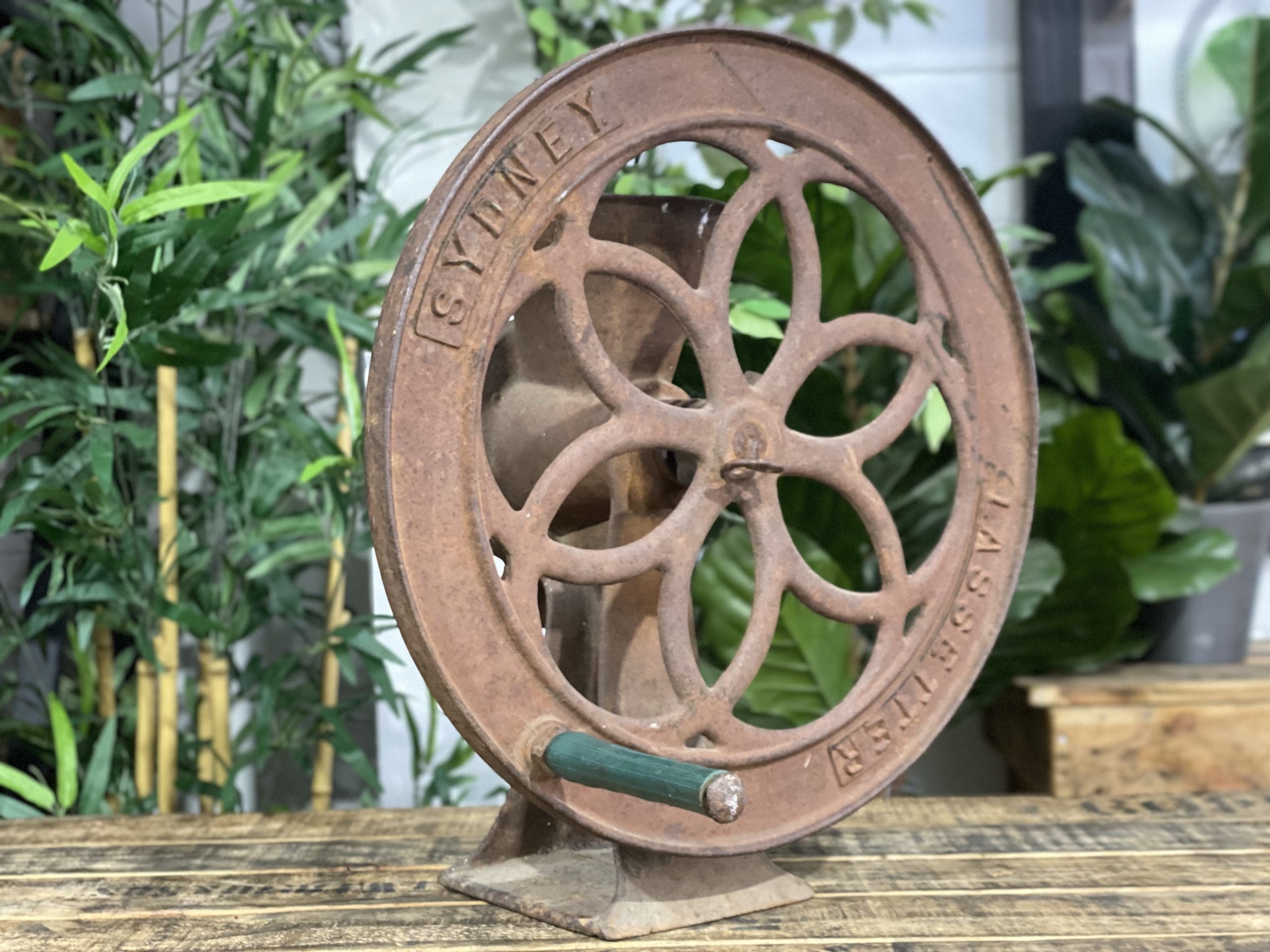 1870’s Lassetter Cast Iron Single Wheel Large Hand Coffee Grinder