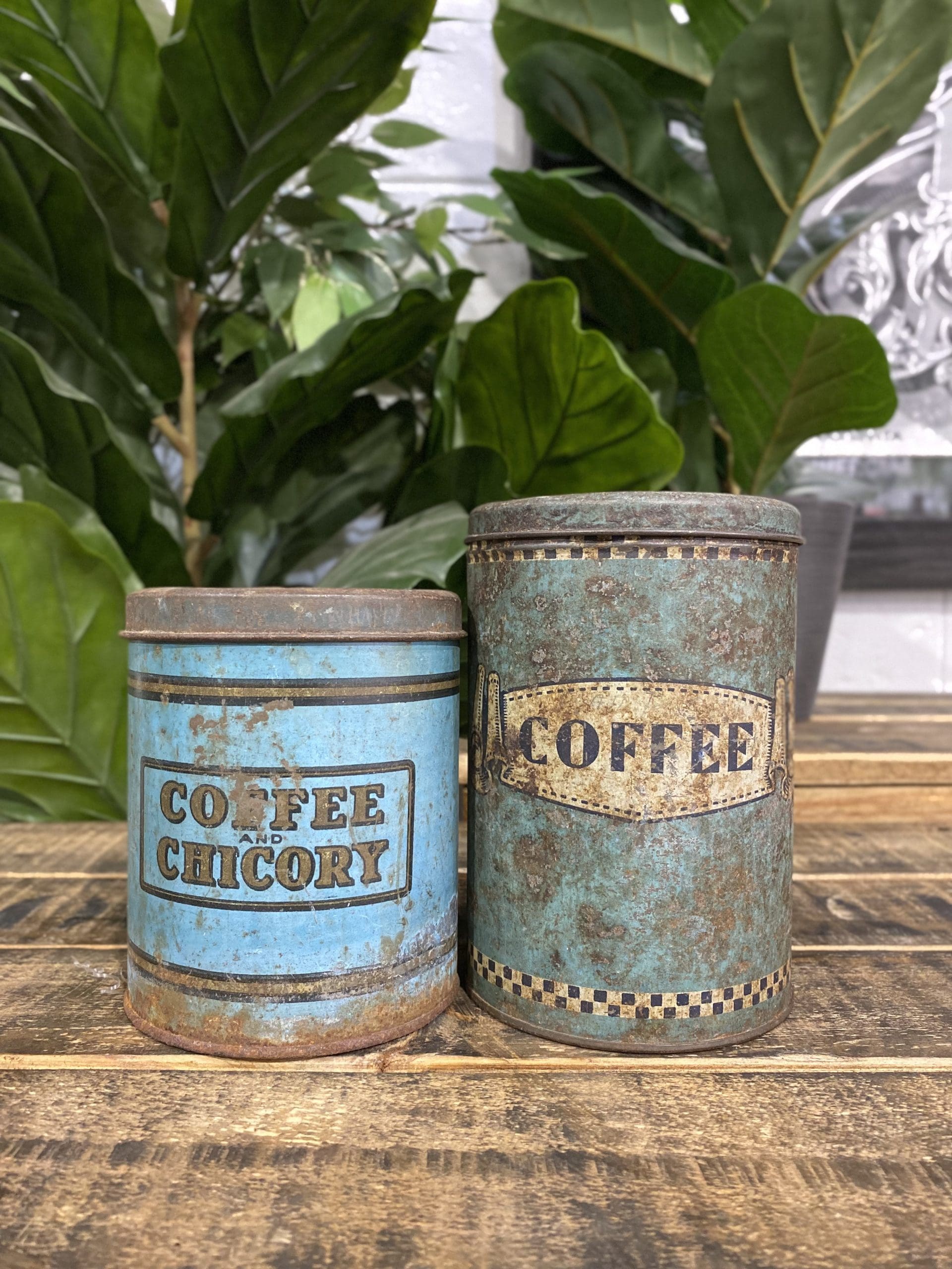 #258 1940’s Chicory Coffee Tin & Coffee Tin Dual Package