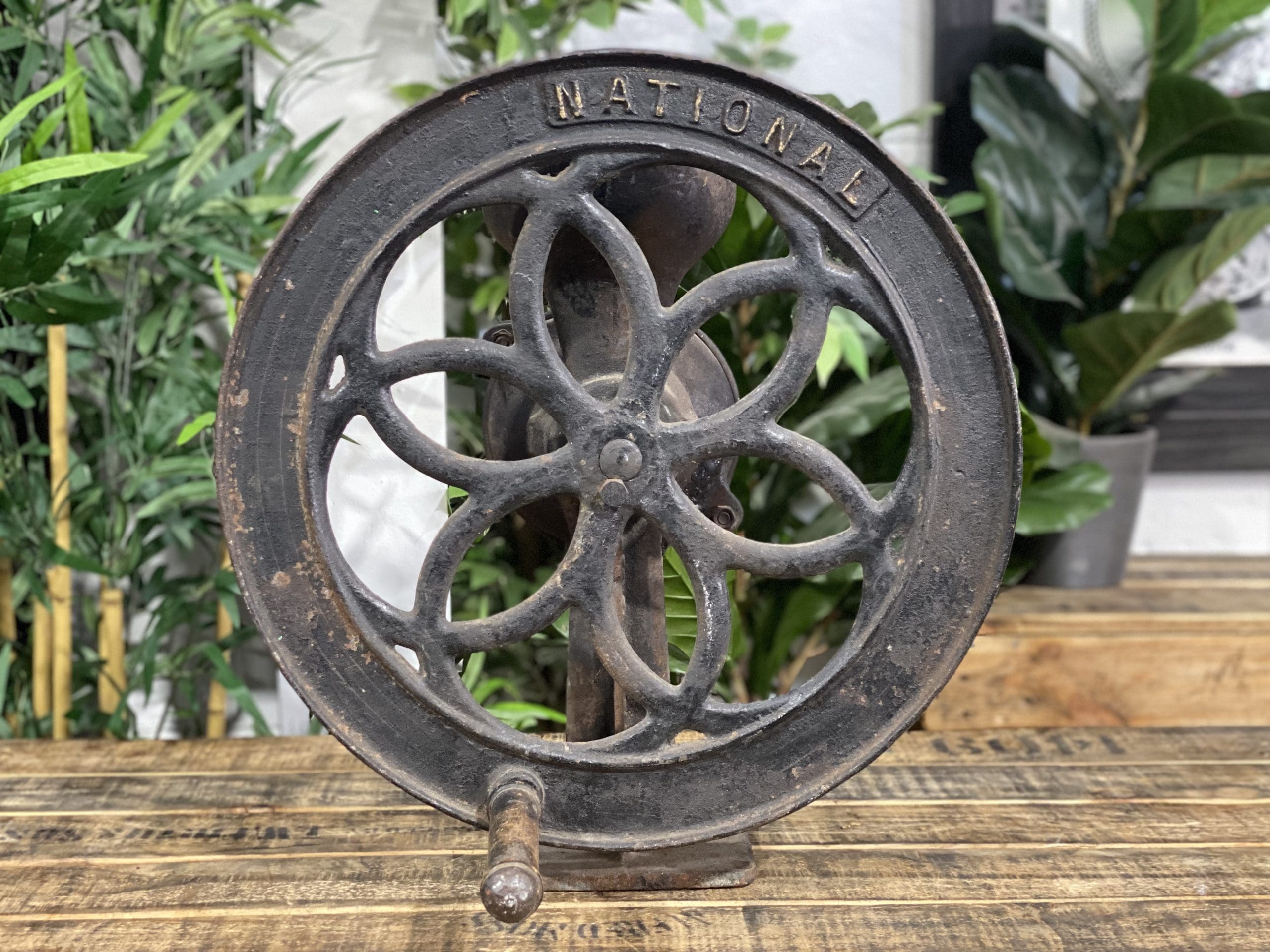 #3 1890’s Black National Cast Iron Wheel Large Hand Coffee Grinder