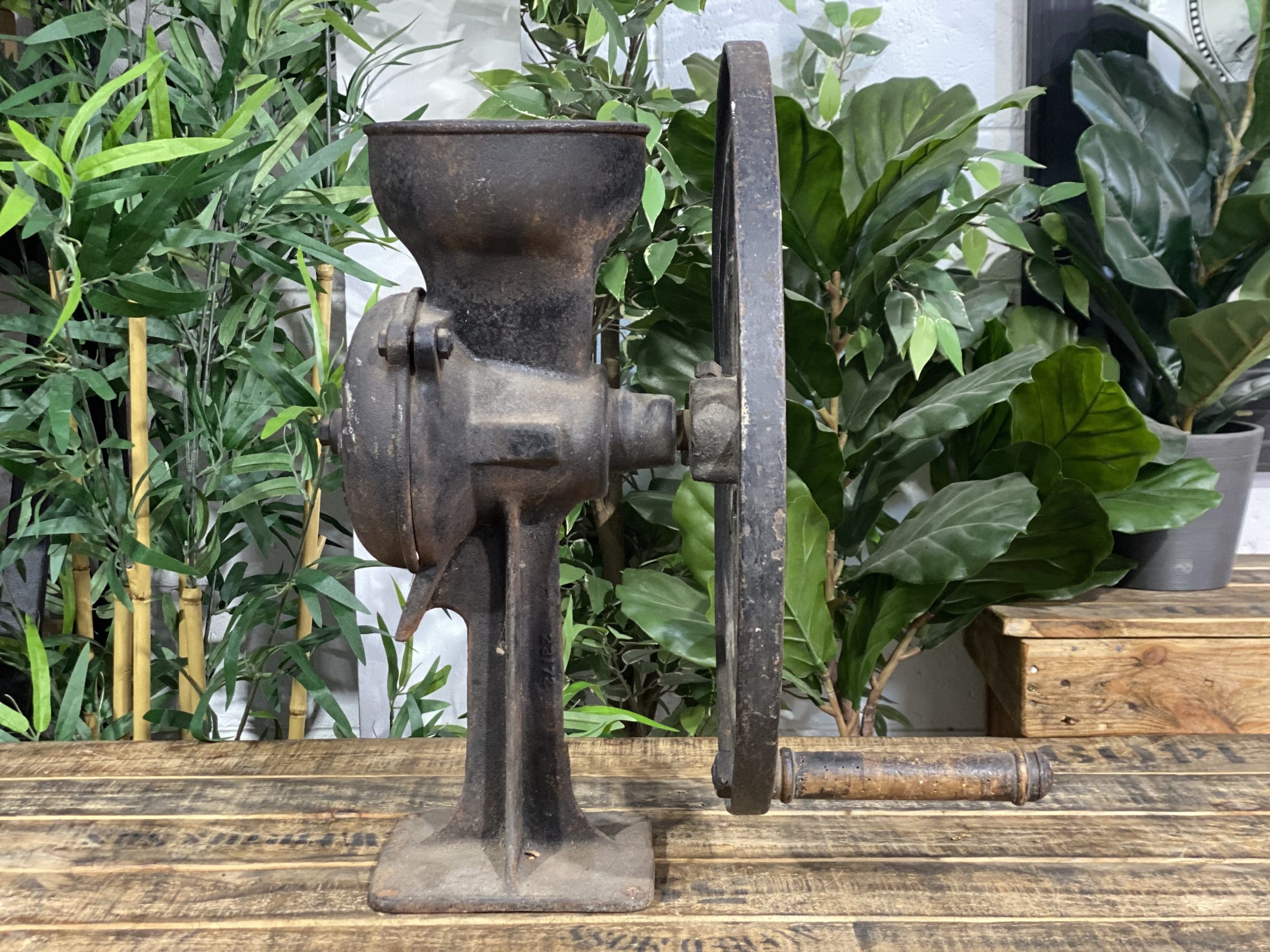 #3 1890’s Black National Cast Iron Wheel Large Hand Coffee Grinder