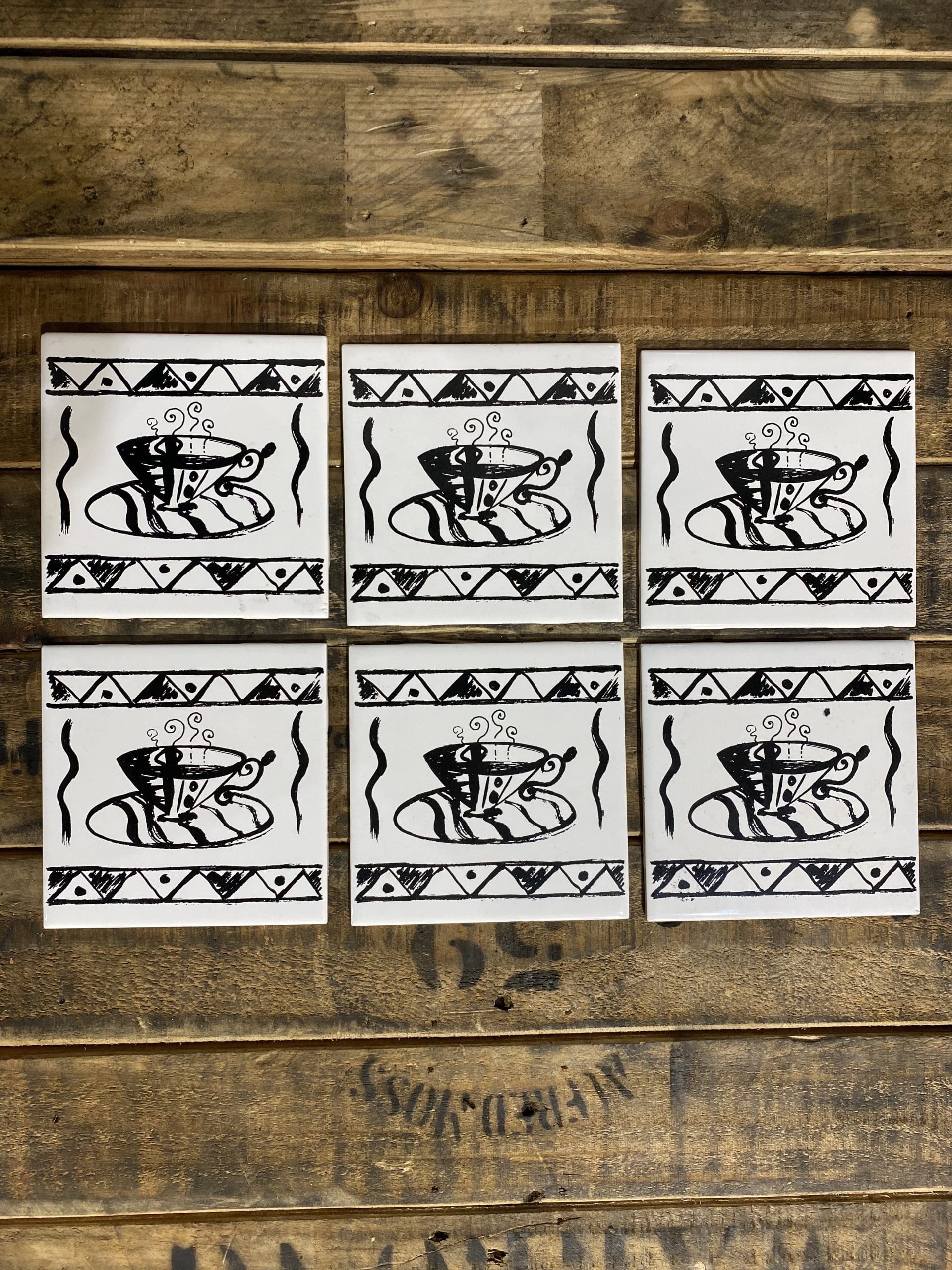 #307 1980’s Collectors Ceramic Coffee Tiles x 6