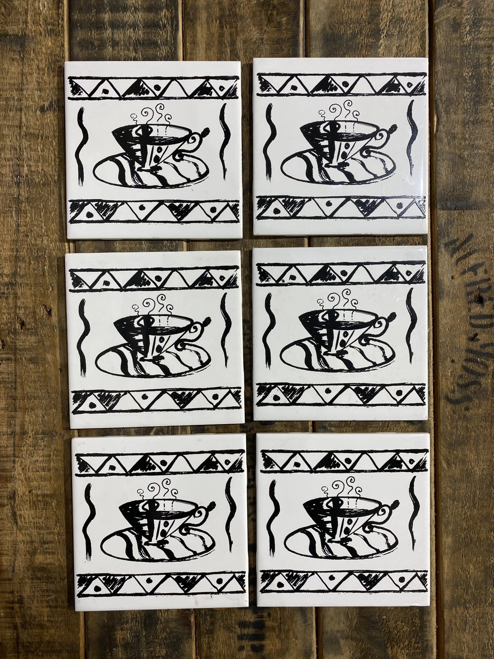 #307 1980’s Collectors Ceramic Coffee Tiles x 6