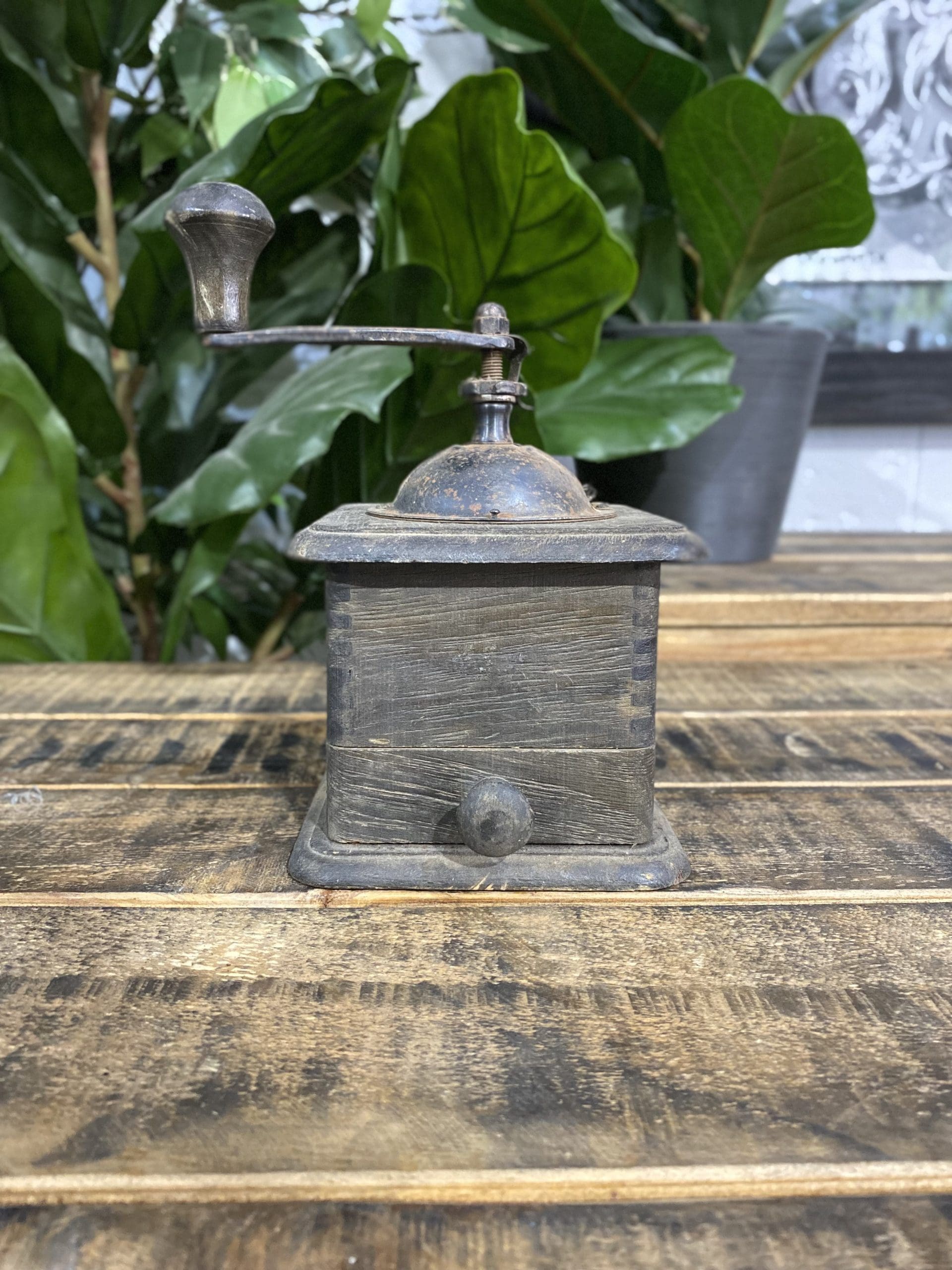 #37 1950’s Bakelite Grey Hand Coffee Grinder With Pull Out Drawer