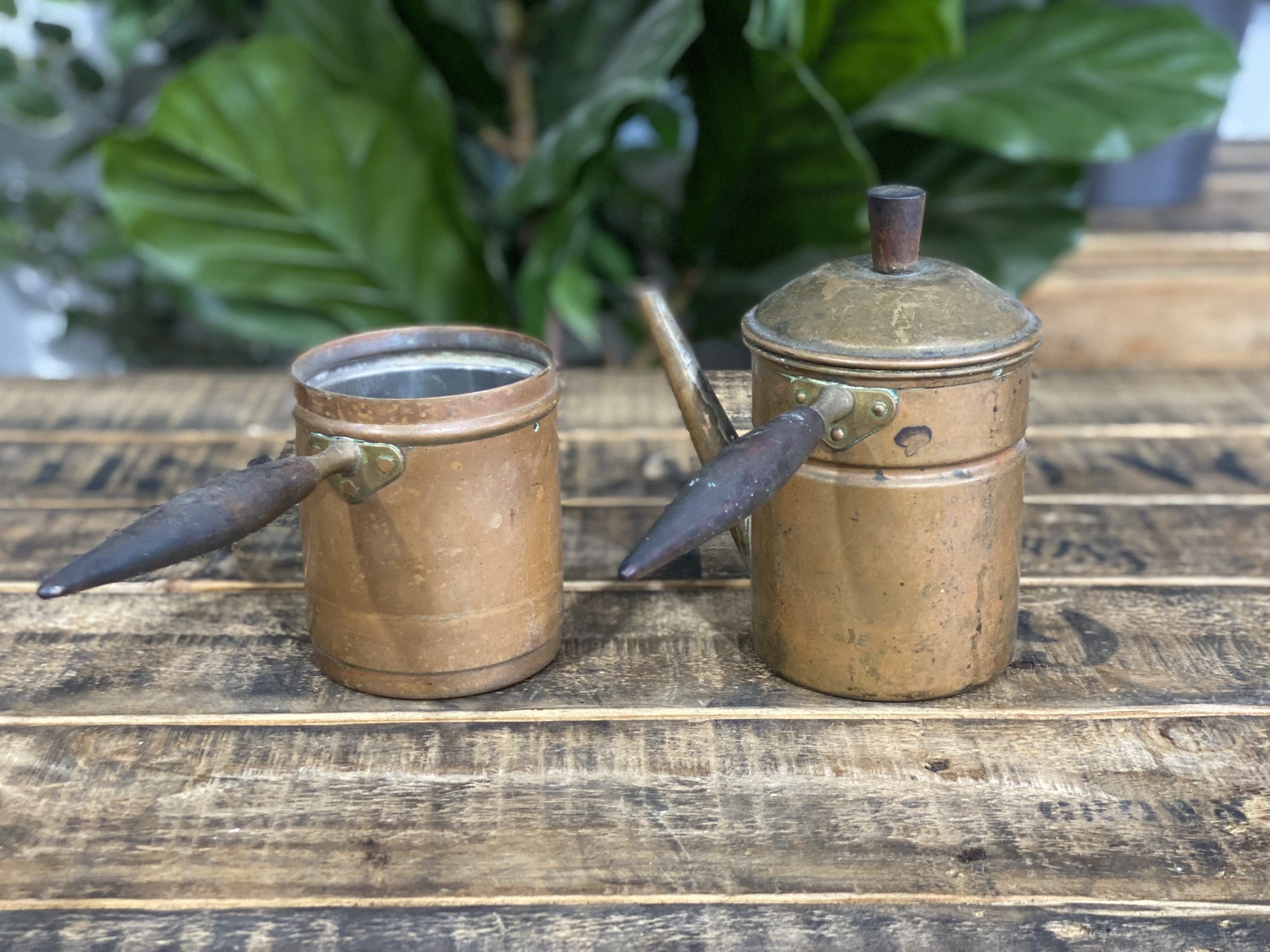 #43 1880’s Brass Single Cup Brewer & Lid