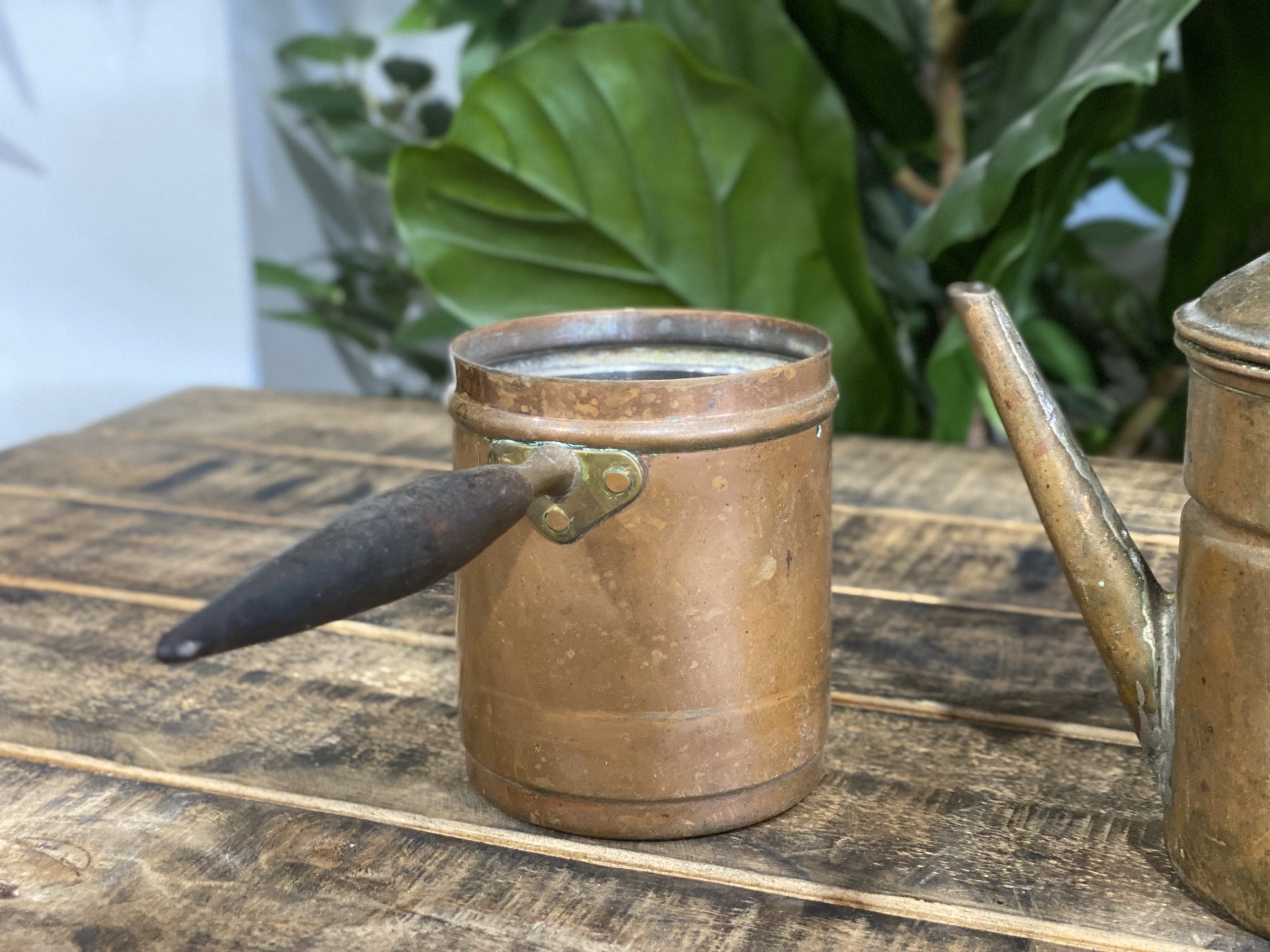 #43 1880’s Brass Single Cup Brewer & Lid