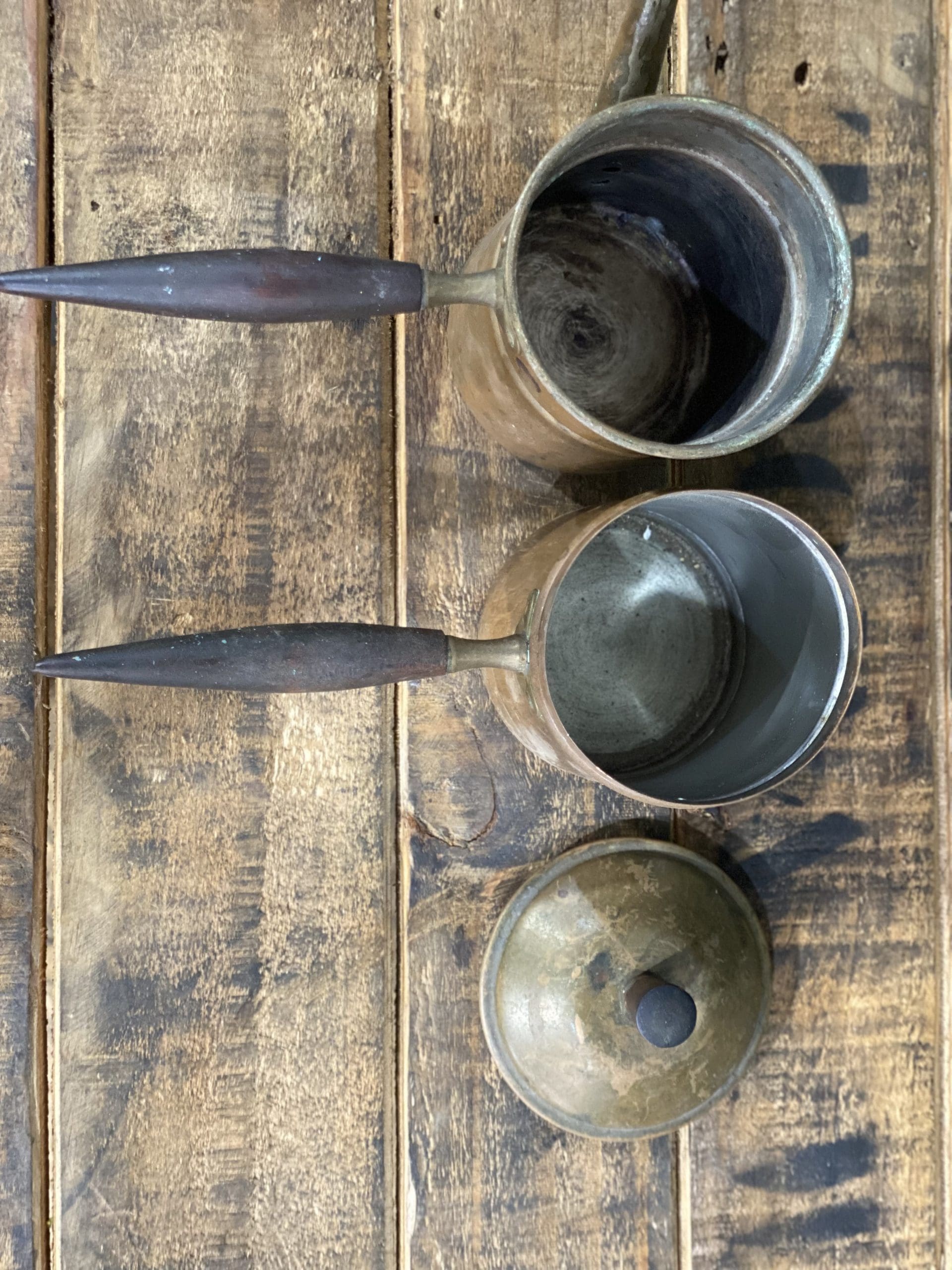 #43 1880’s Brass Single Cup Brewer & Lid