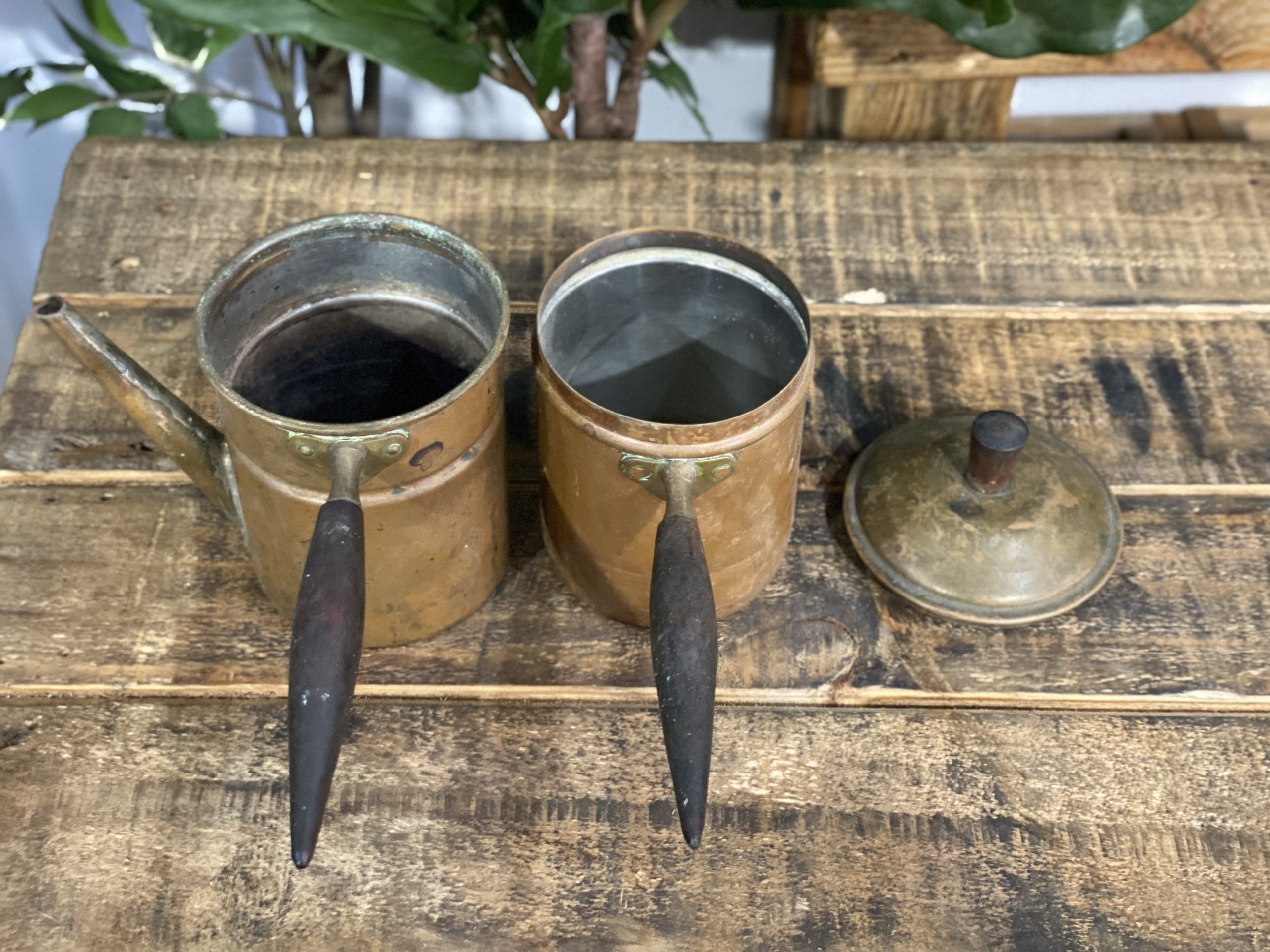 #43 1880’s Brass Single Cup Brewer & Lid