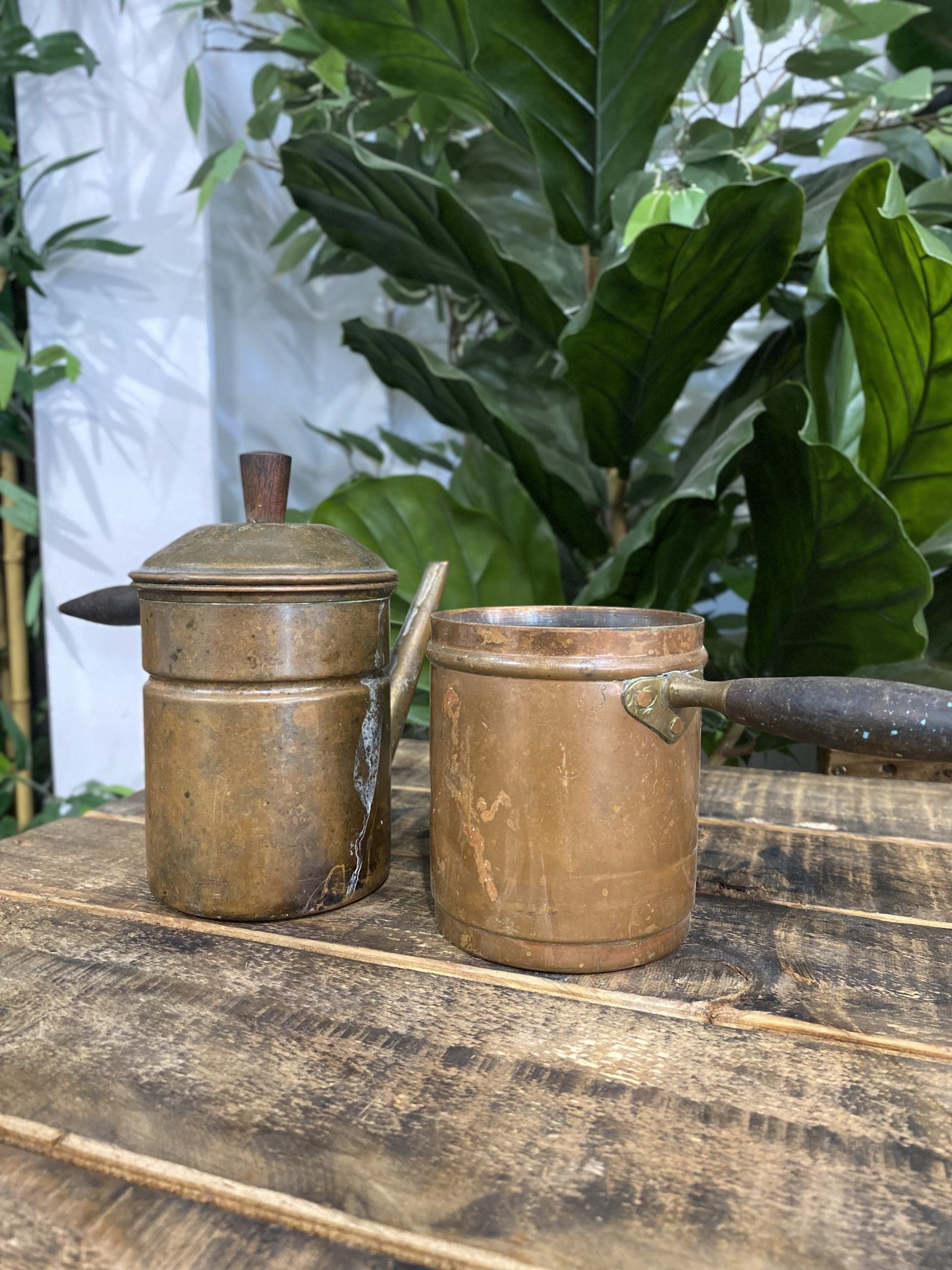 #43 1880’s Brass Single Cup Brewer & Lid