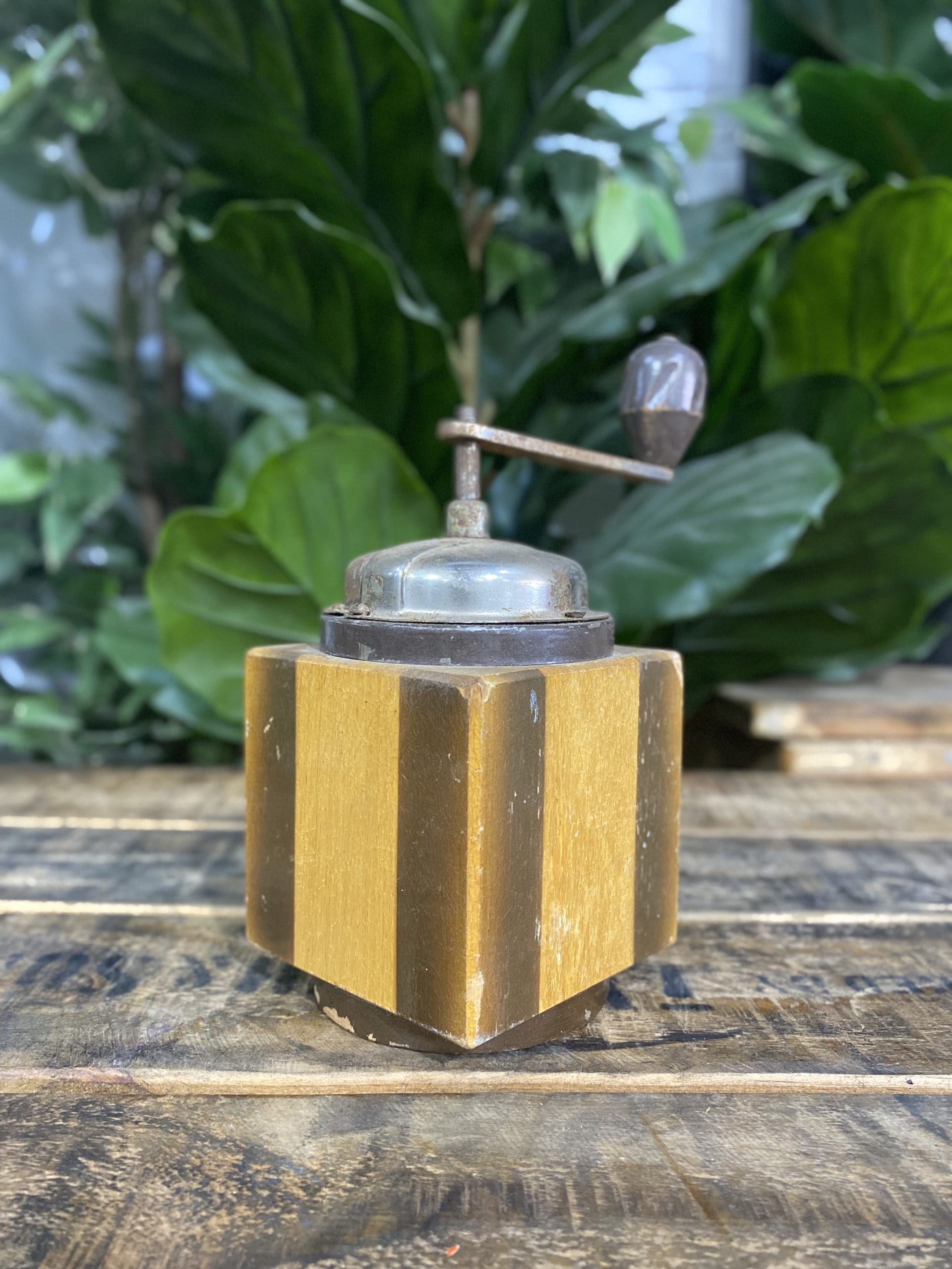 #47 1950’s Trespade Wooden Square Designed Hand Coffee Grinder