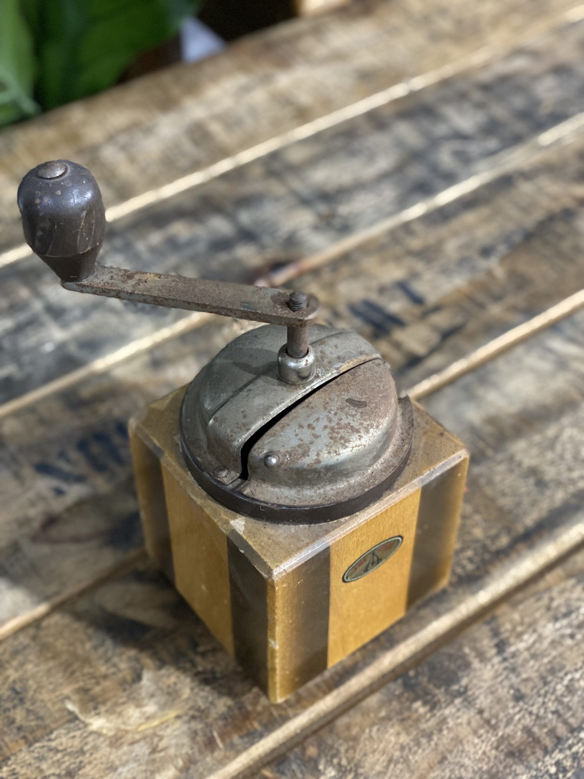 #47 1950’s Trespade Wooden Square Designed Hand Coffee Grinder