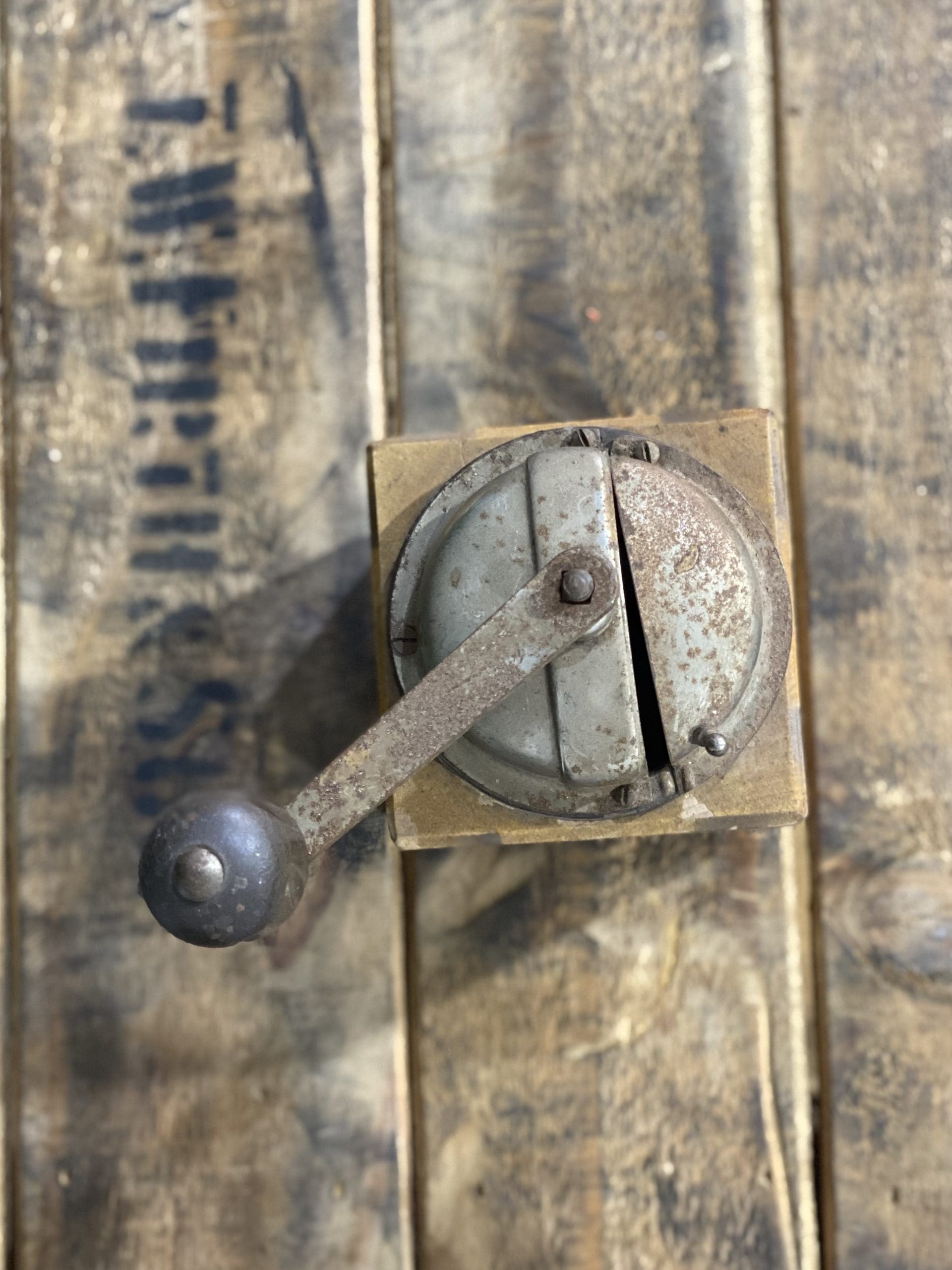 #47 1950’s Trespade Wooden Square Designed Hand Coffee Grinder