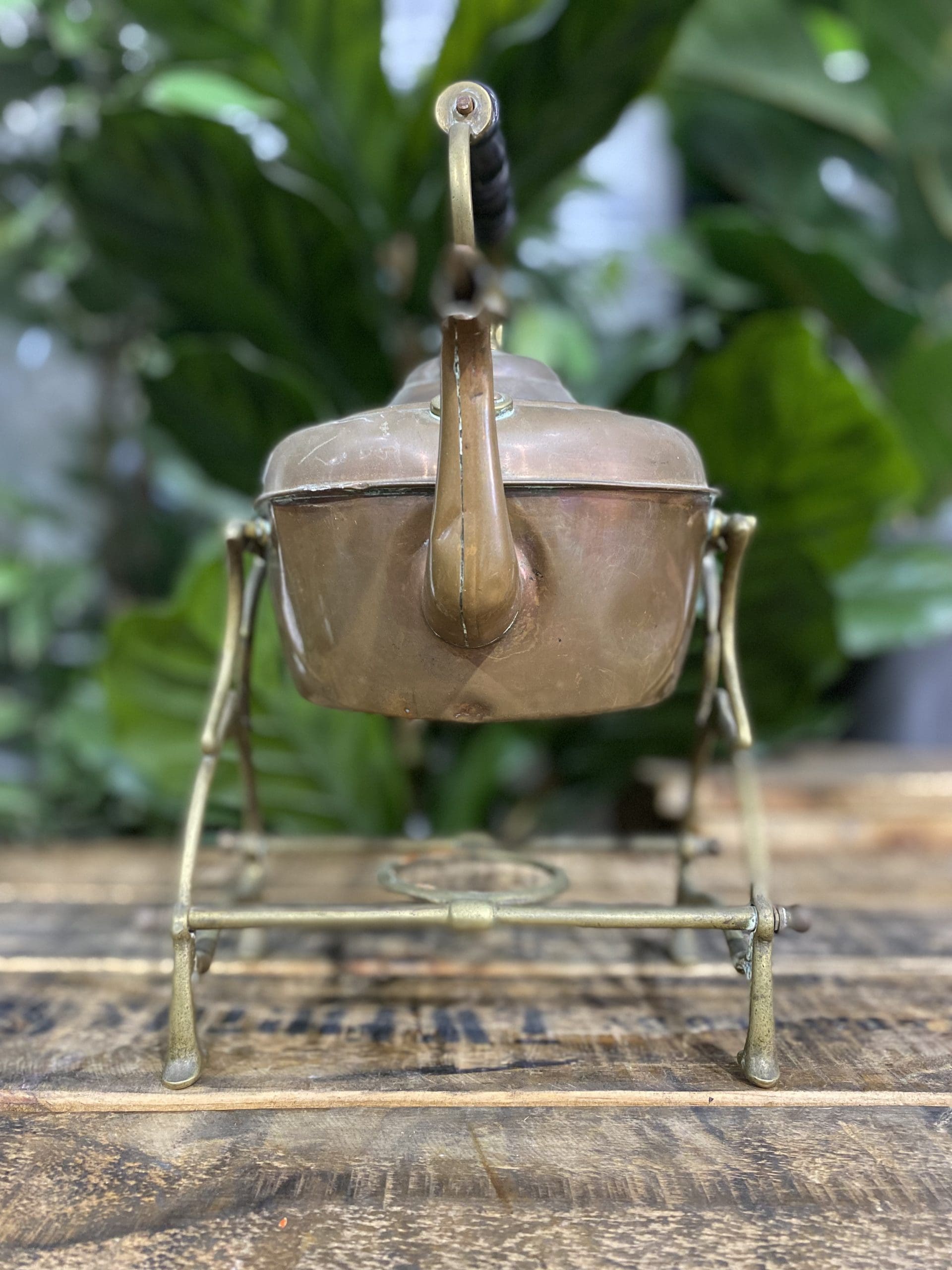 #506 1890’s Brass Large Coffee Pot With Stand & Burner