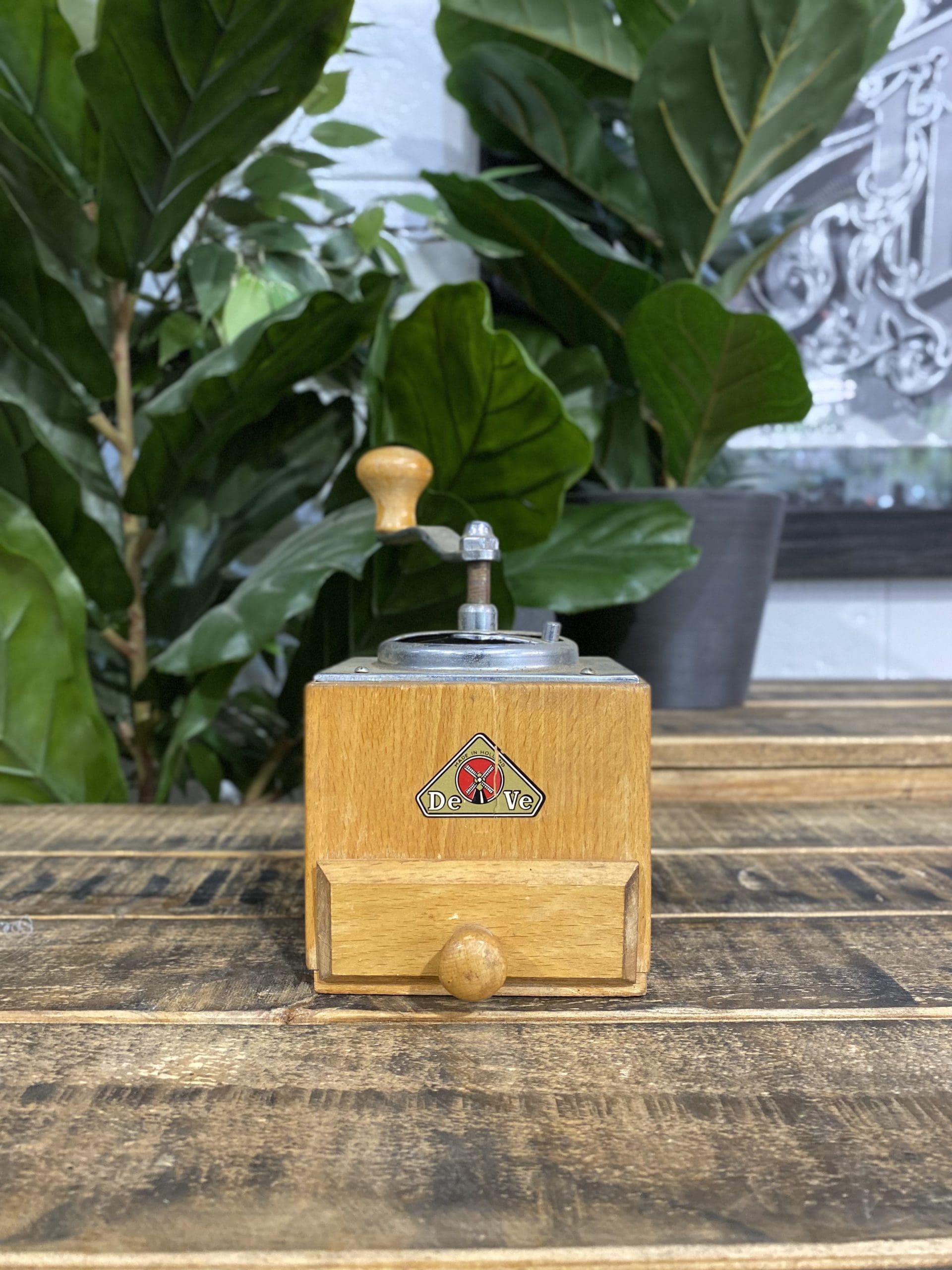 #509 1950’s Trespade Wooden Square Hand Coffee Grinder