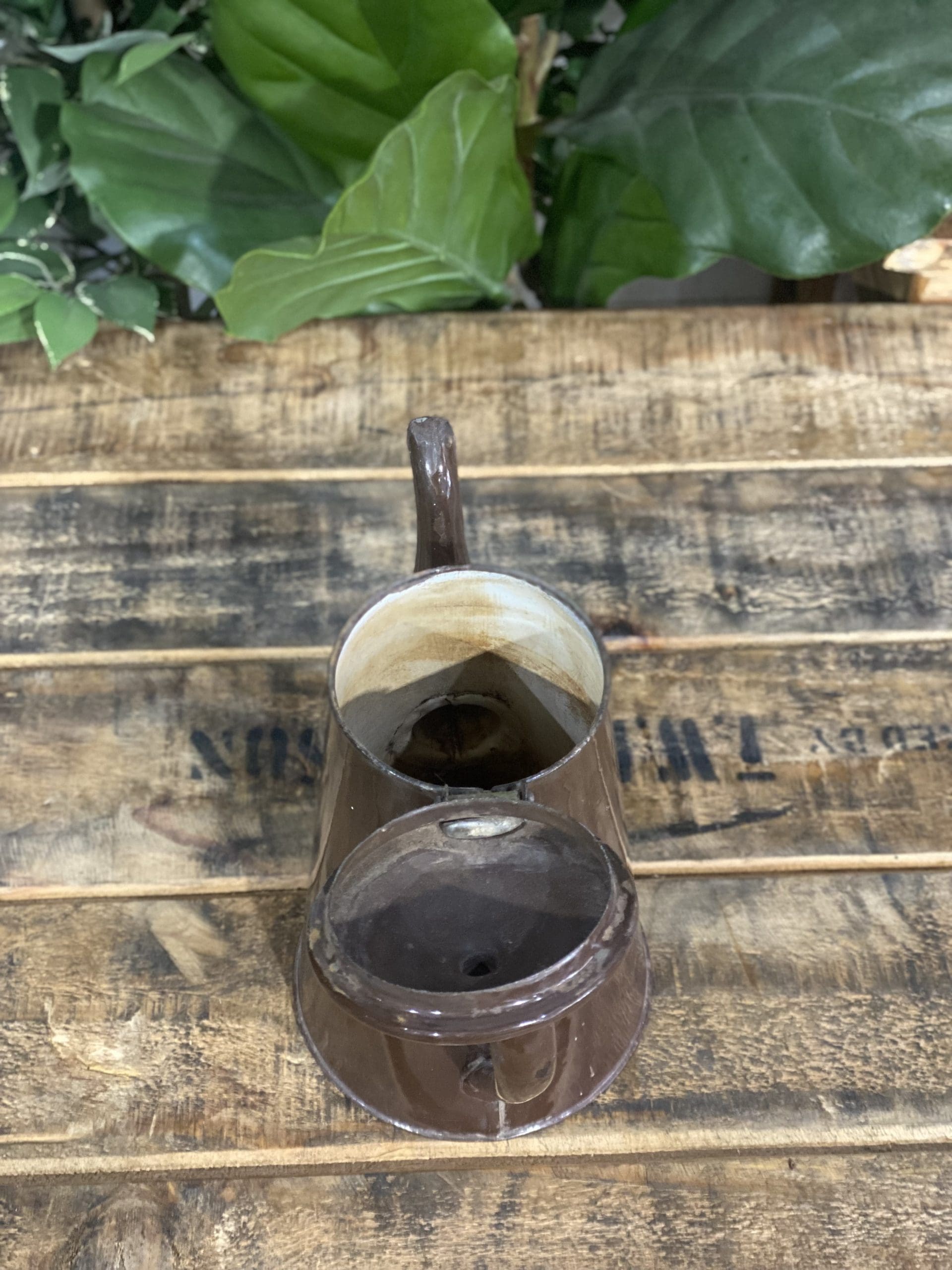 Mission Brown Coffee Pot Tin 1950’s