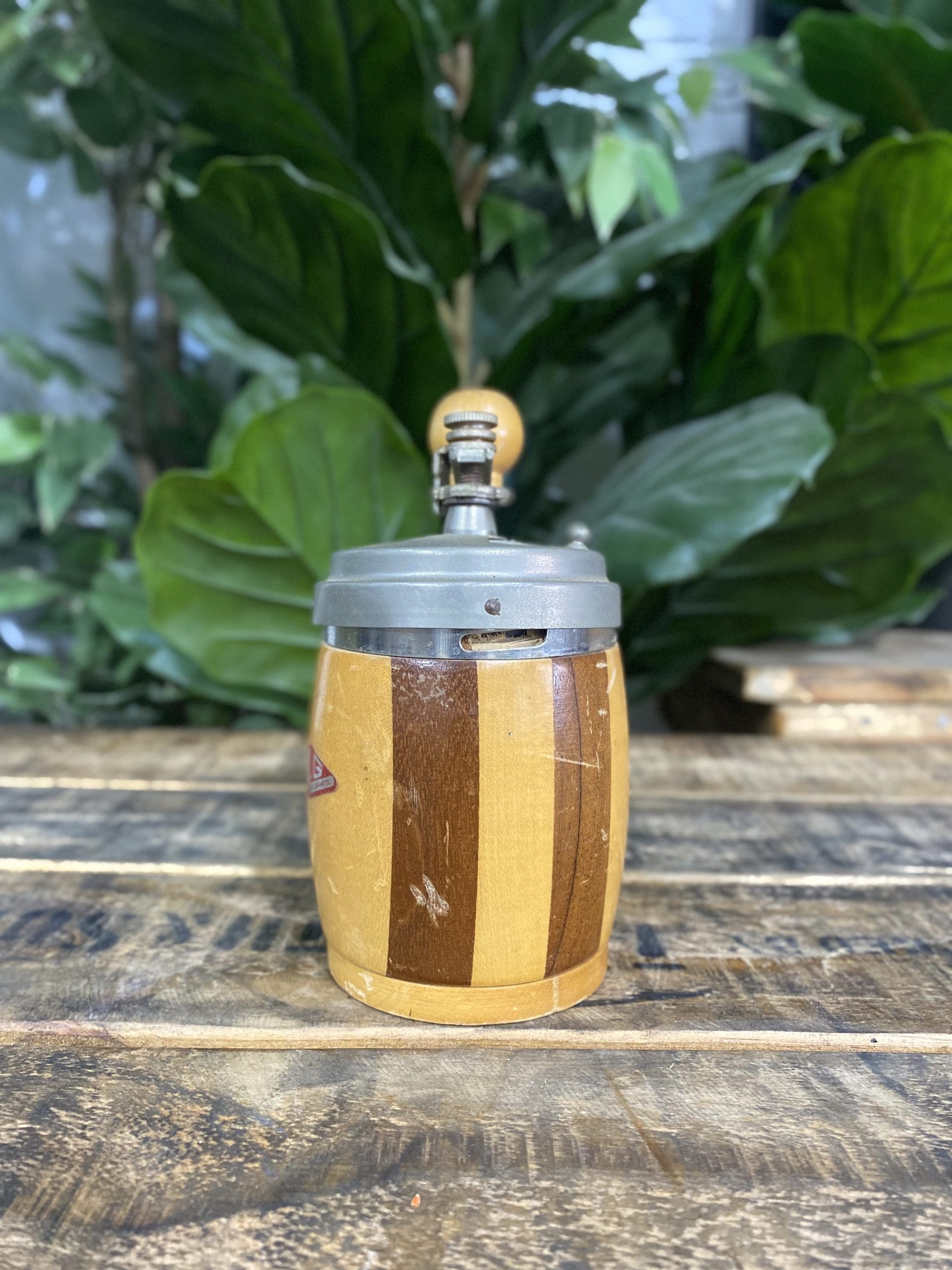 1920’s B & G Barrel Shaped Wooden Hand Coffee Grinder