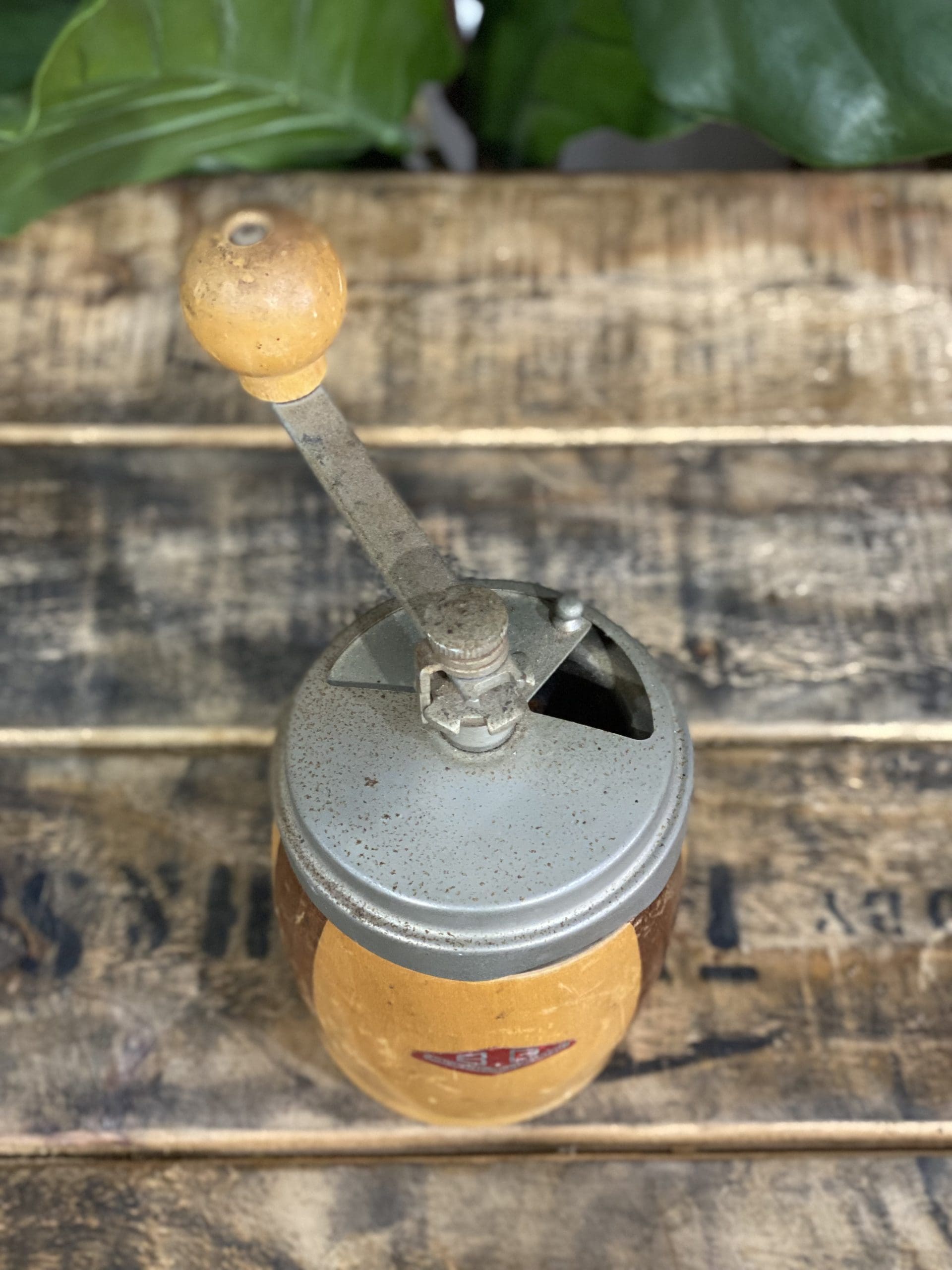 1920’s B & G Barrel Shaped Wooden Hand Coffee Grinder