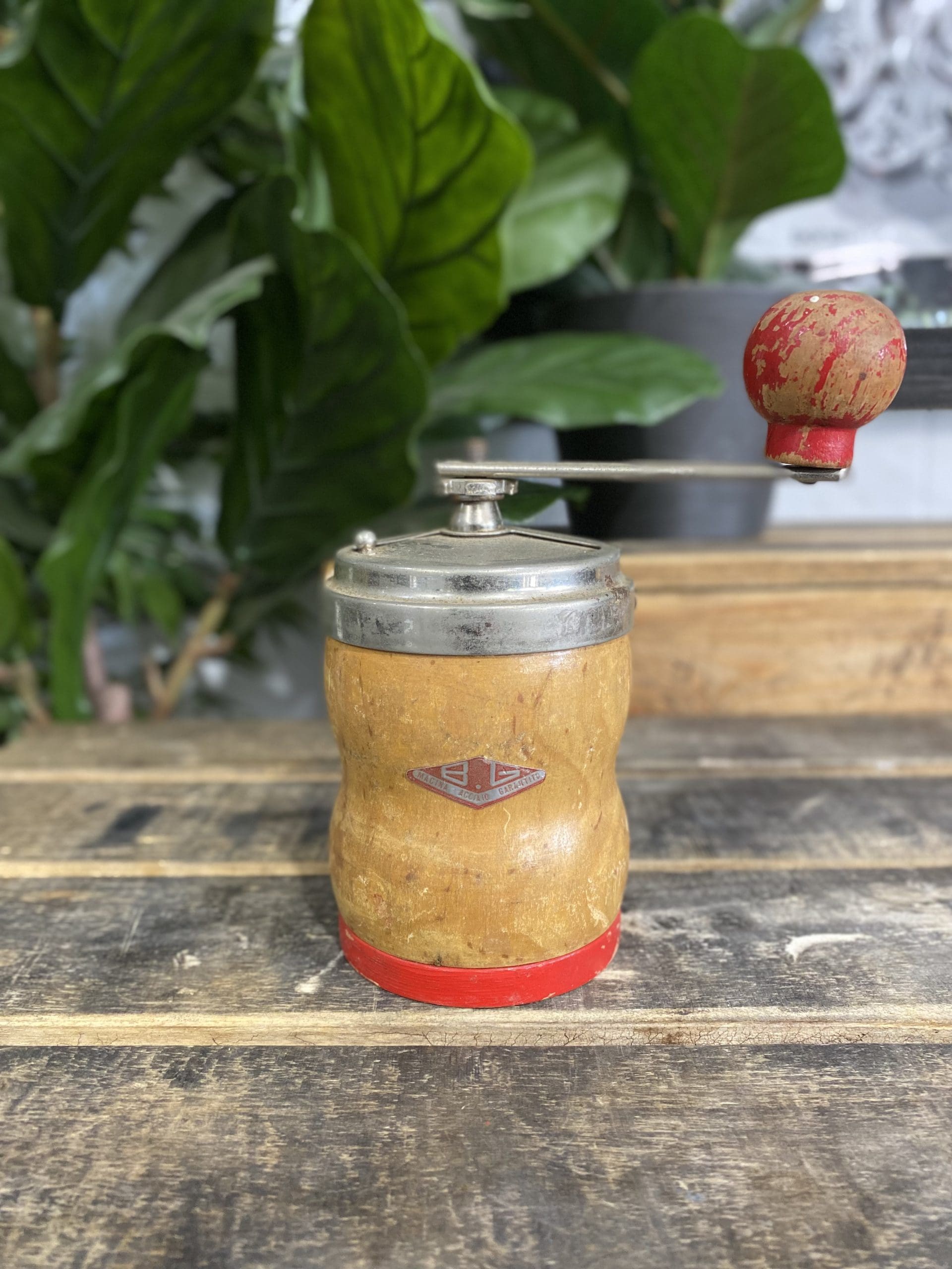 #61 Working B & G Wooden Hand Coffee Grinder