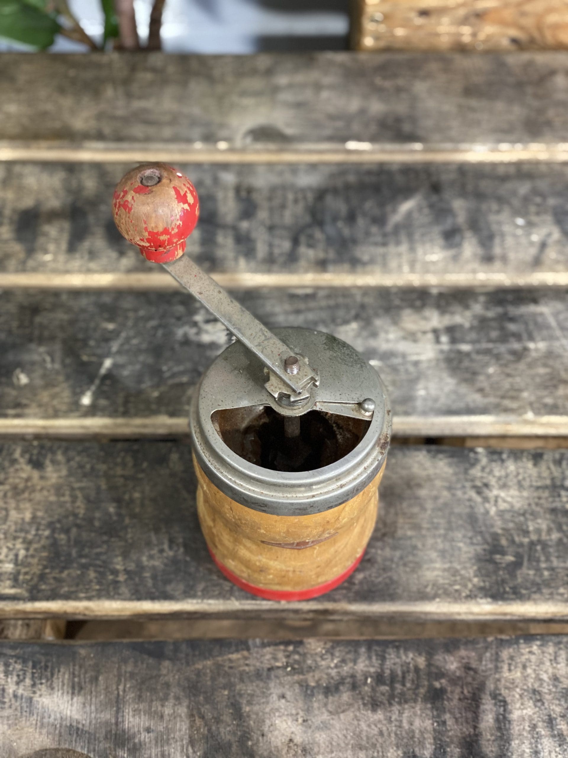 #61 Working B & G Wooden Hand Coffee Grinder