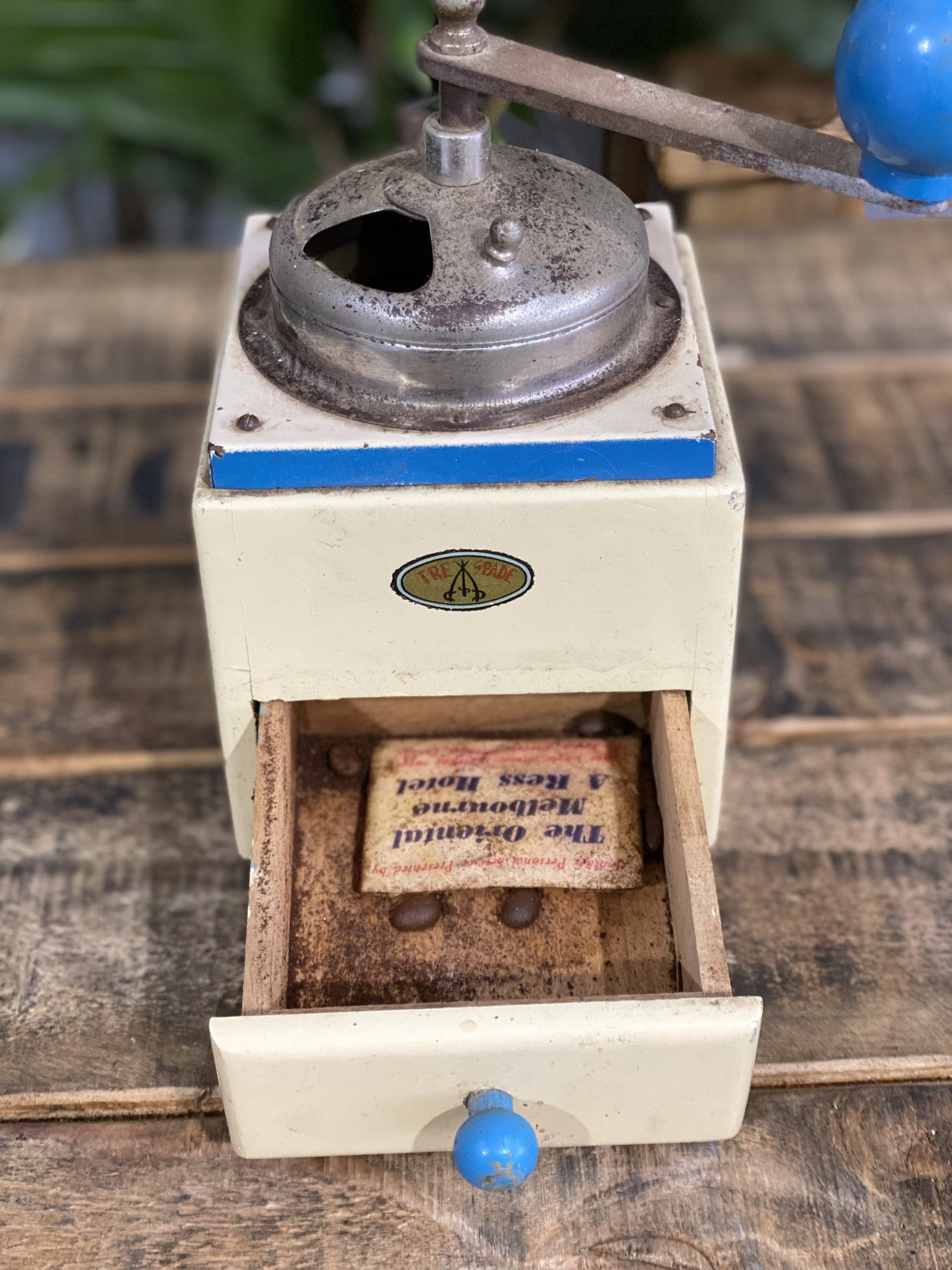 1930’s Tre Spade Wooden Hand Coffee Grinder