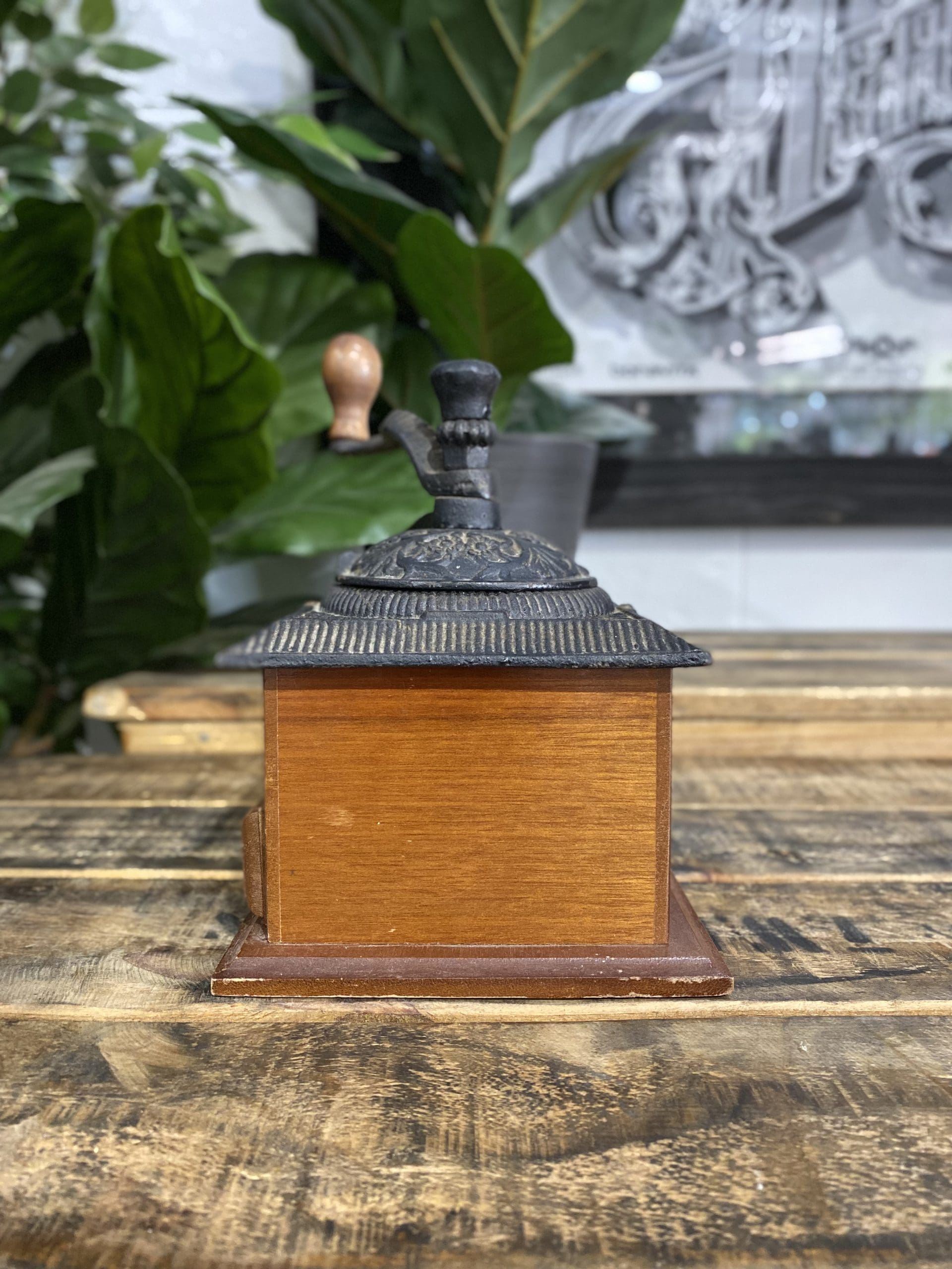 #65 Cast Iron Wooden Box Hand Coffee Grinder