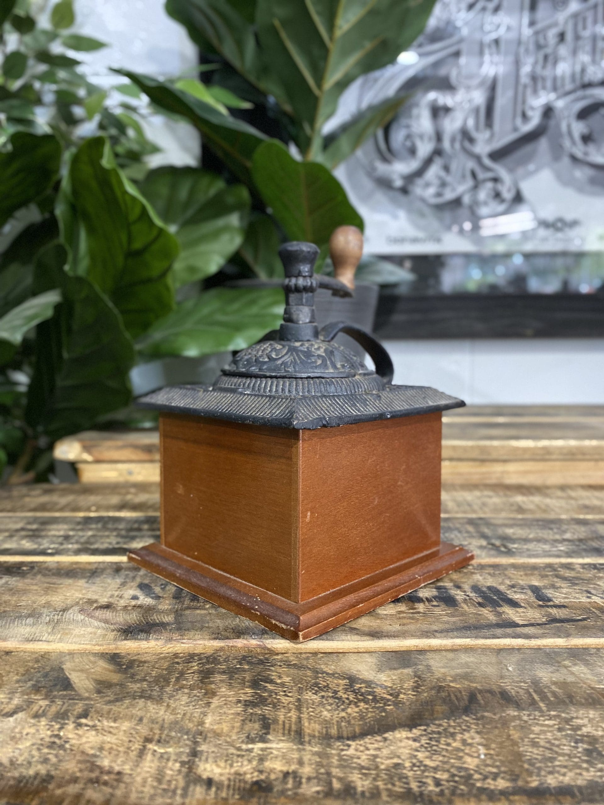 #65 Cast Iron Wooden Box Hand Coffee Grinder