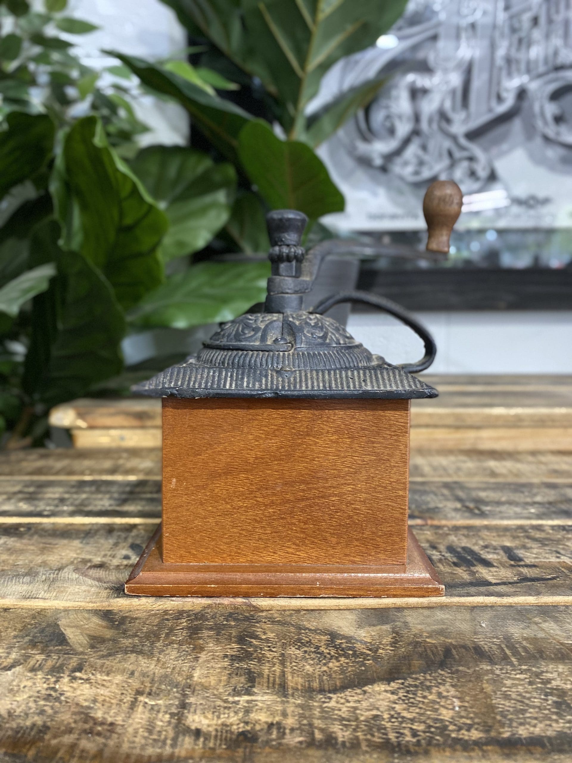#65 Cast Iron Wooden Box Hand Coffee Grinder