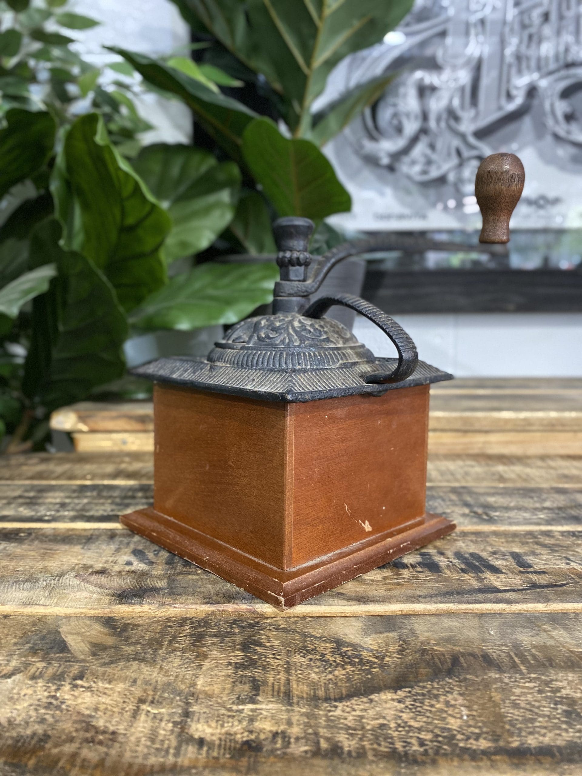 #65 Cast Iron Wooden Box Hand Coffee Grinder