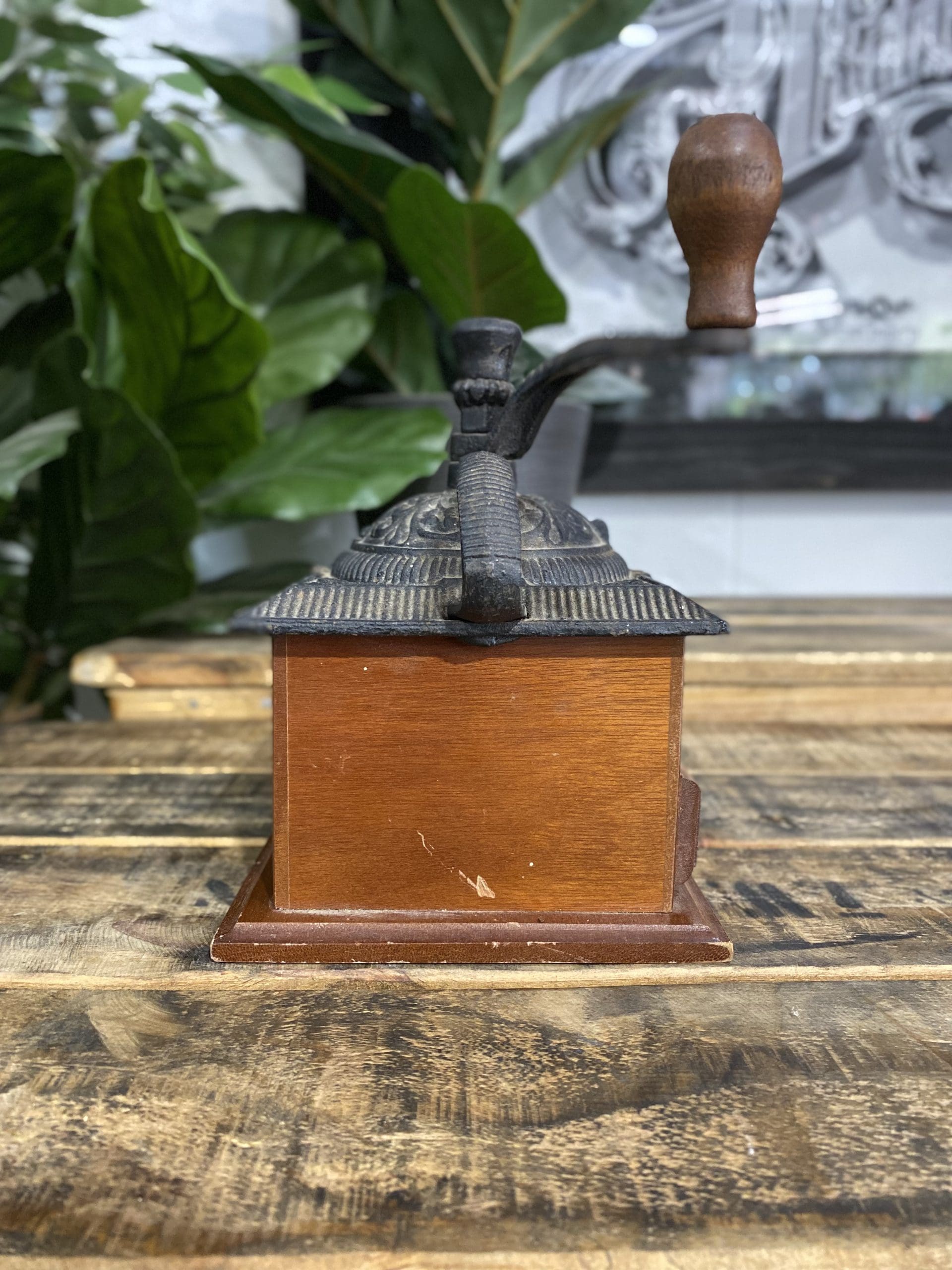 #65 Cast Iron Wooden Box Hand Coffee Grinder