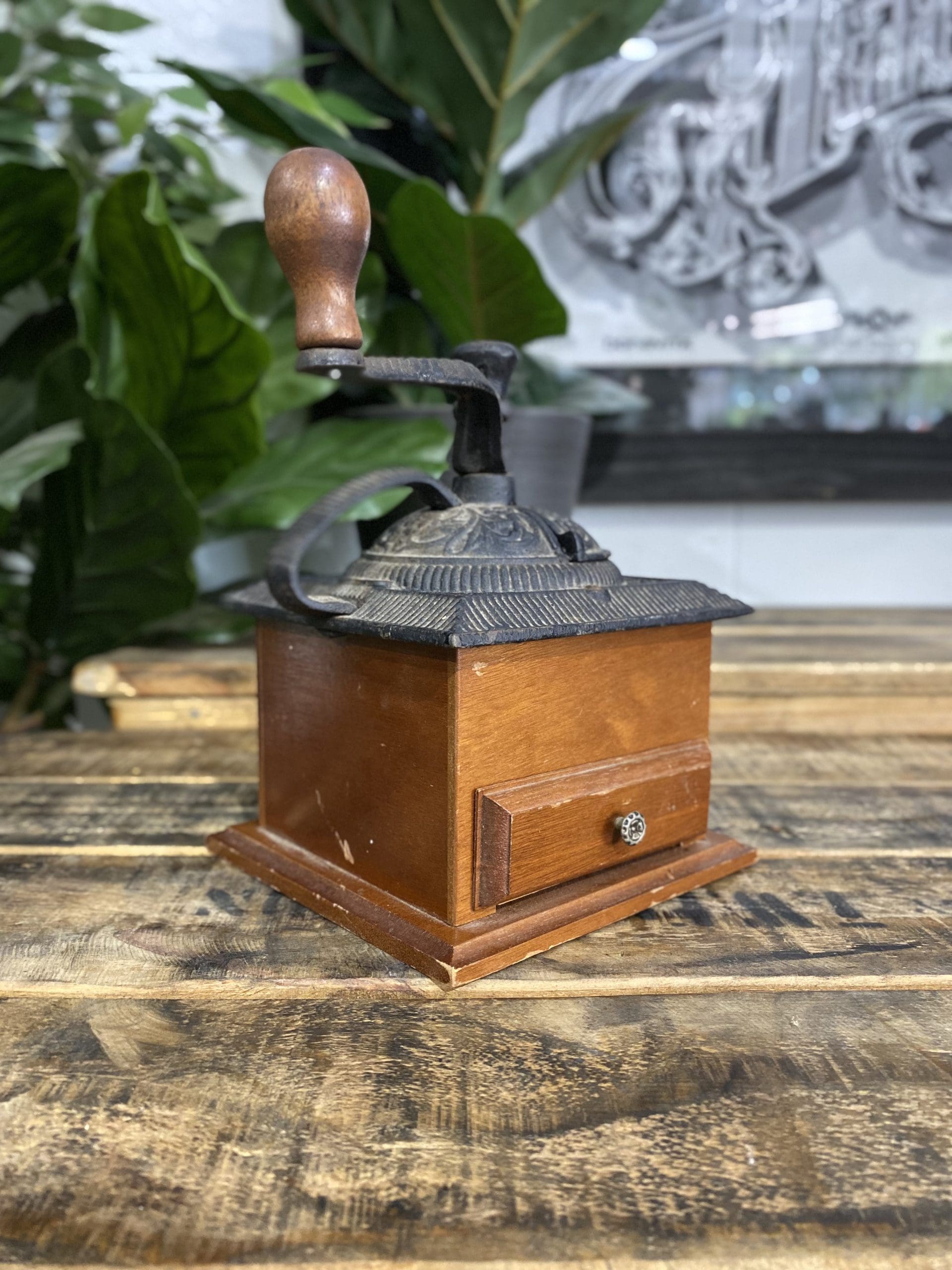 #65 Cast Iron Wooden Box Hand Coffee Grinder