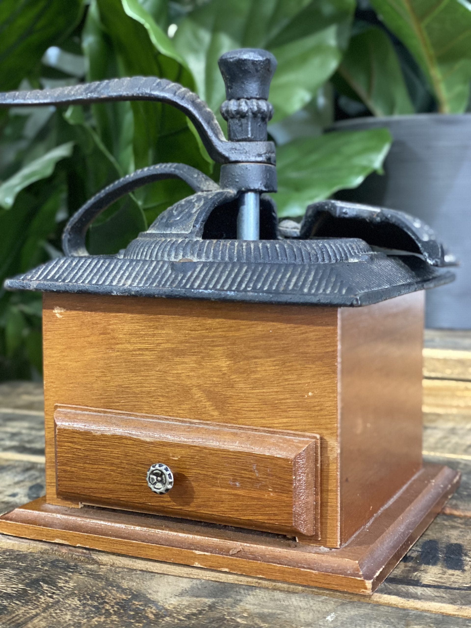 #65 Cast Iron Wooden Box Hand Coffee Grinder