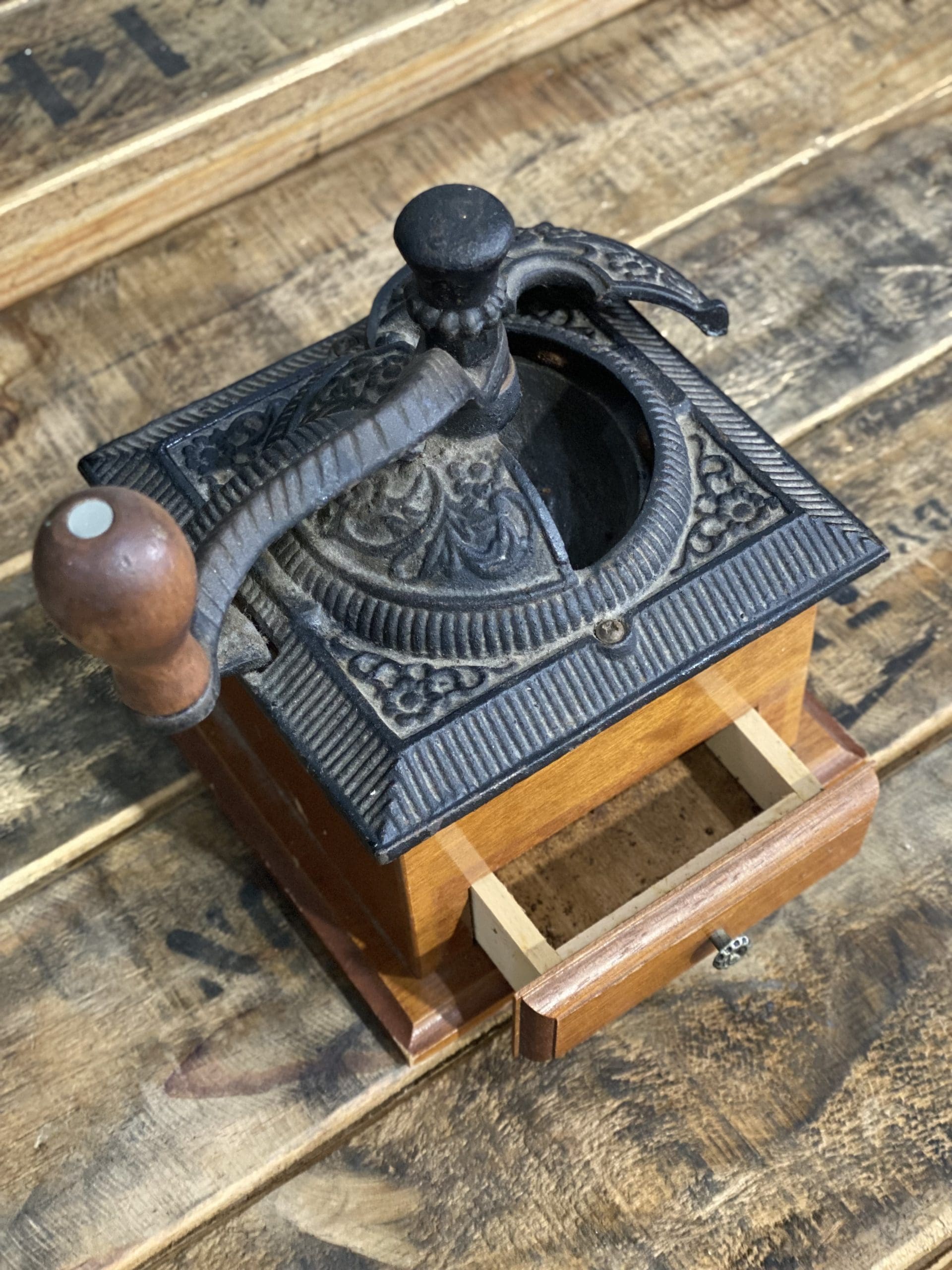 #65 Cast Iron Wooden Box Hand Coffee Grinder