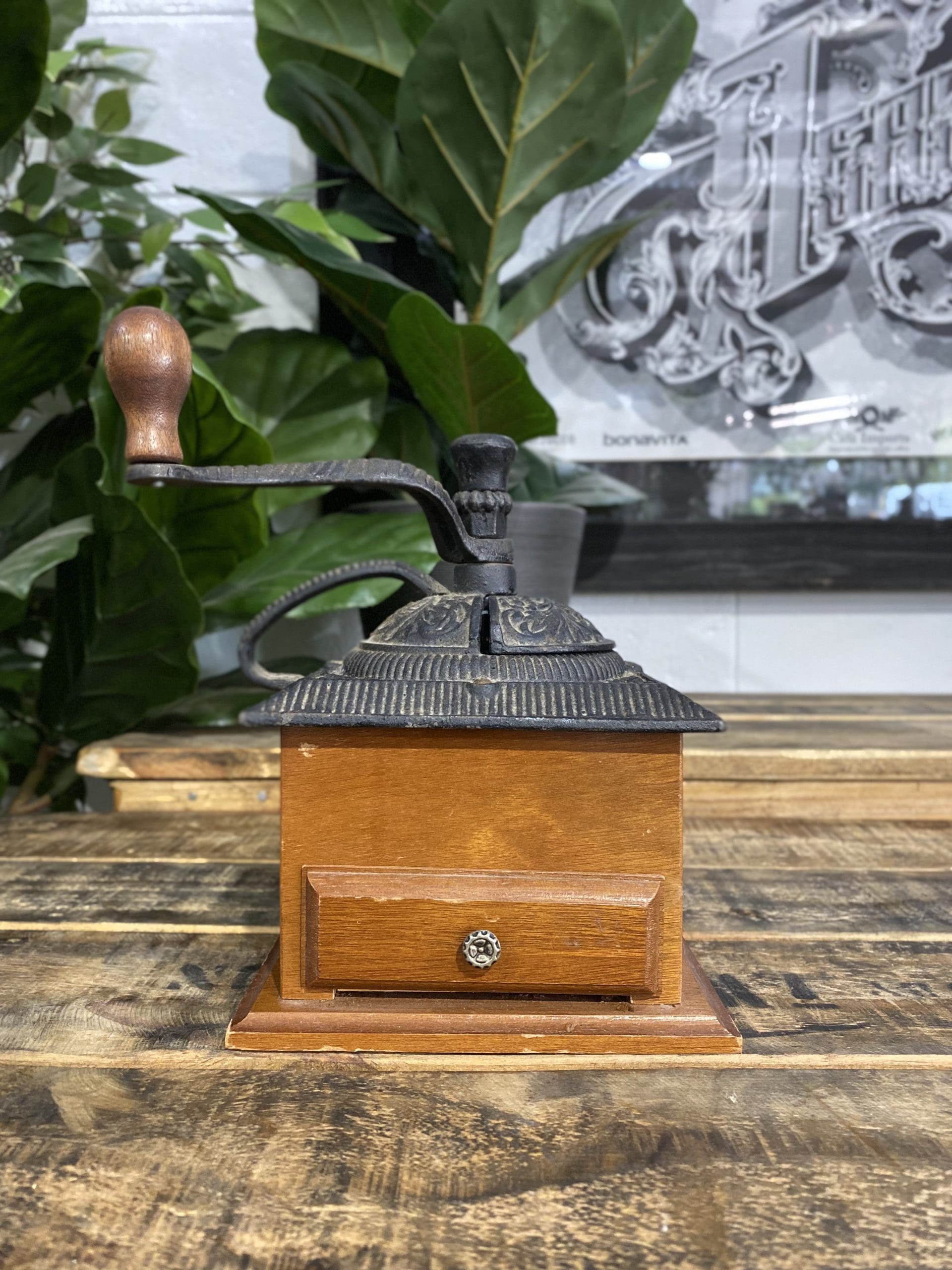 #65 Cast Iron Wooden Box Hand Coffee Grinder