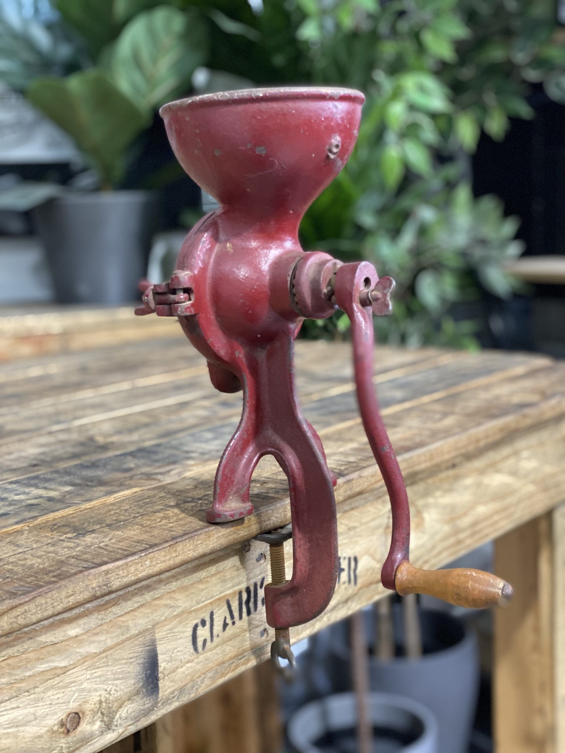 #70 1930’s Husqvarna Bench Clamp Coffee Grinder