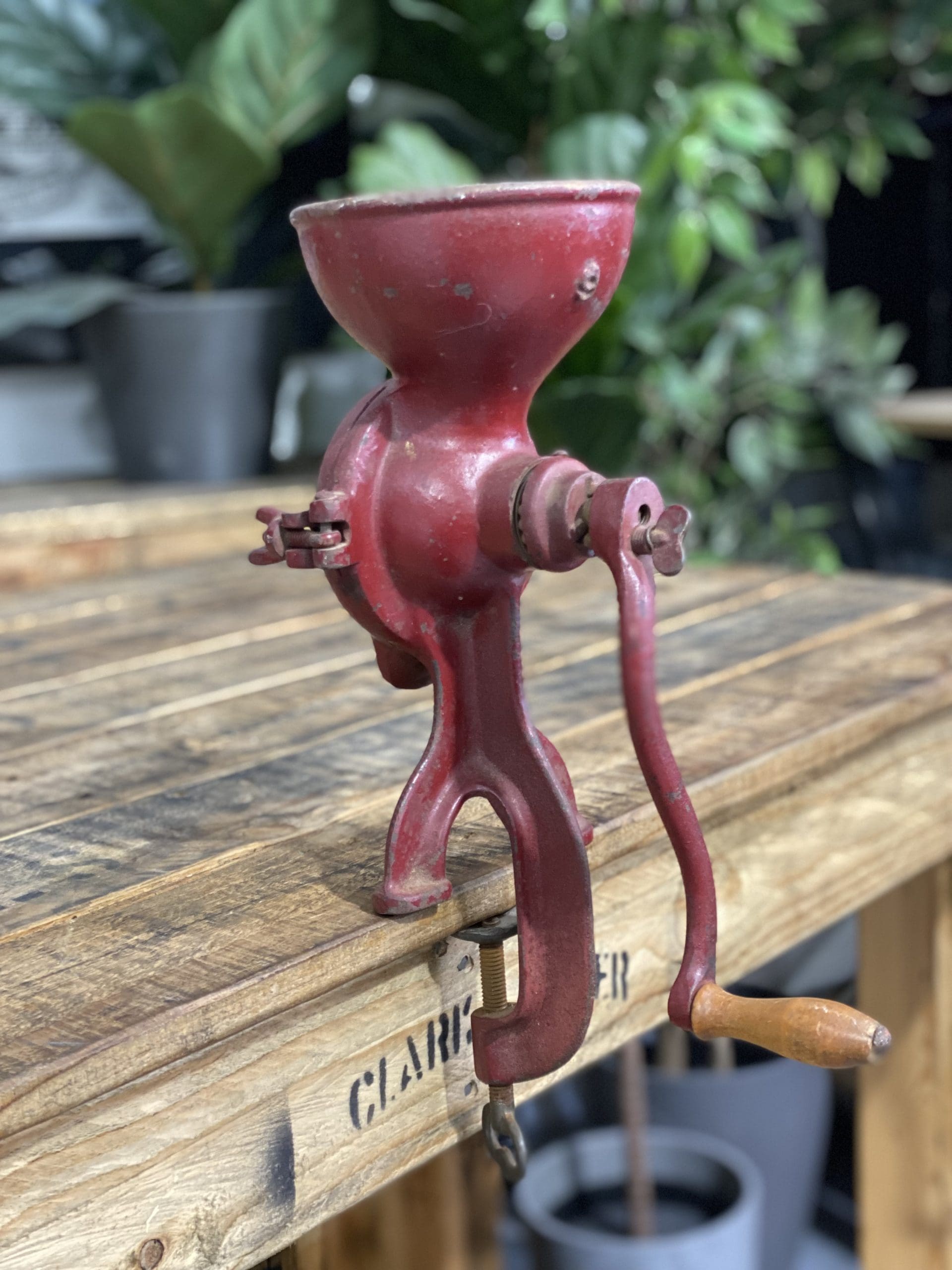 #70 1930’s Husqvarna Bench Clamp Coffee Grinder