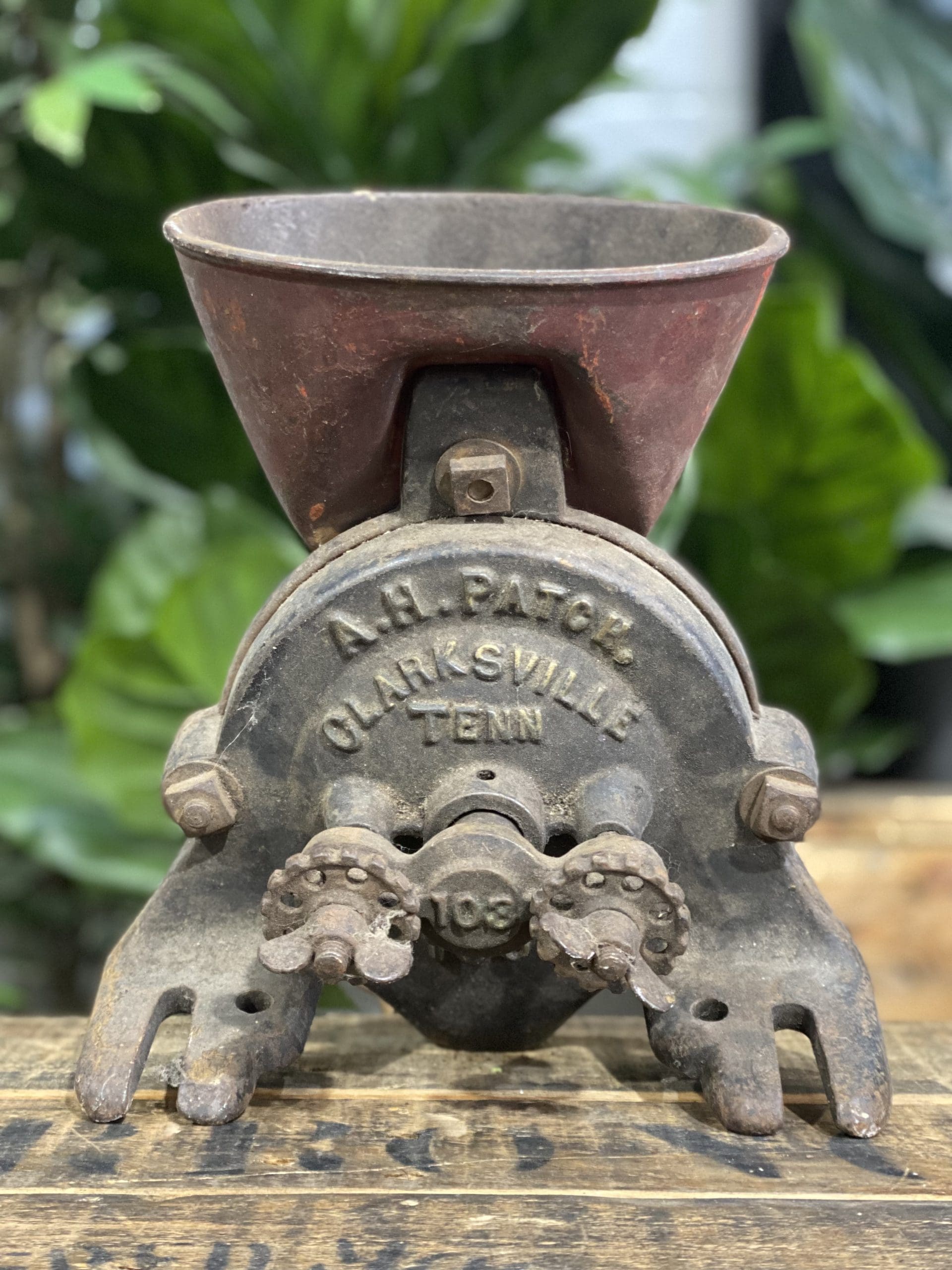 #98 1890’s Black Hawk Miller 103 Cast Iron Benchtop Hand Grinder