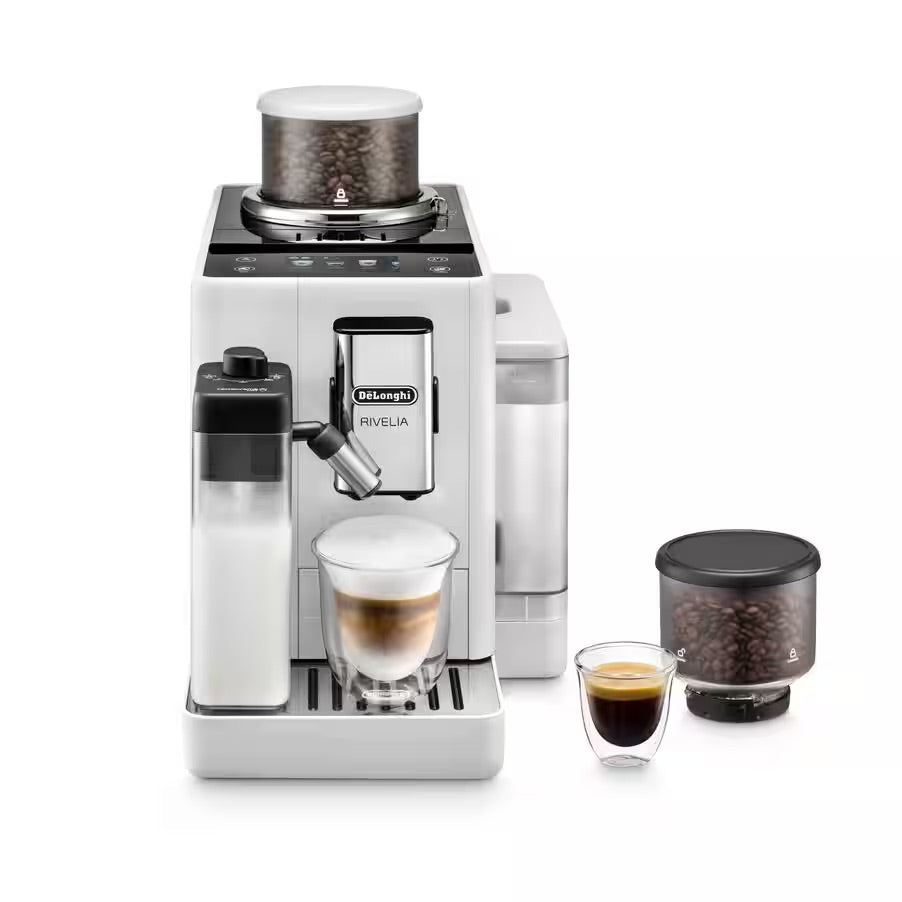 DeLonghi Rivelia Fully Automatic Coffee Machine White - New with milk frother and coffee beans