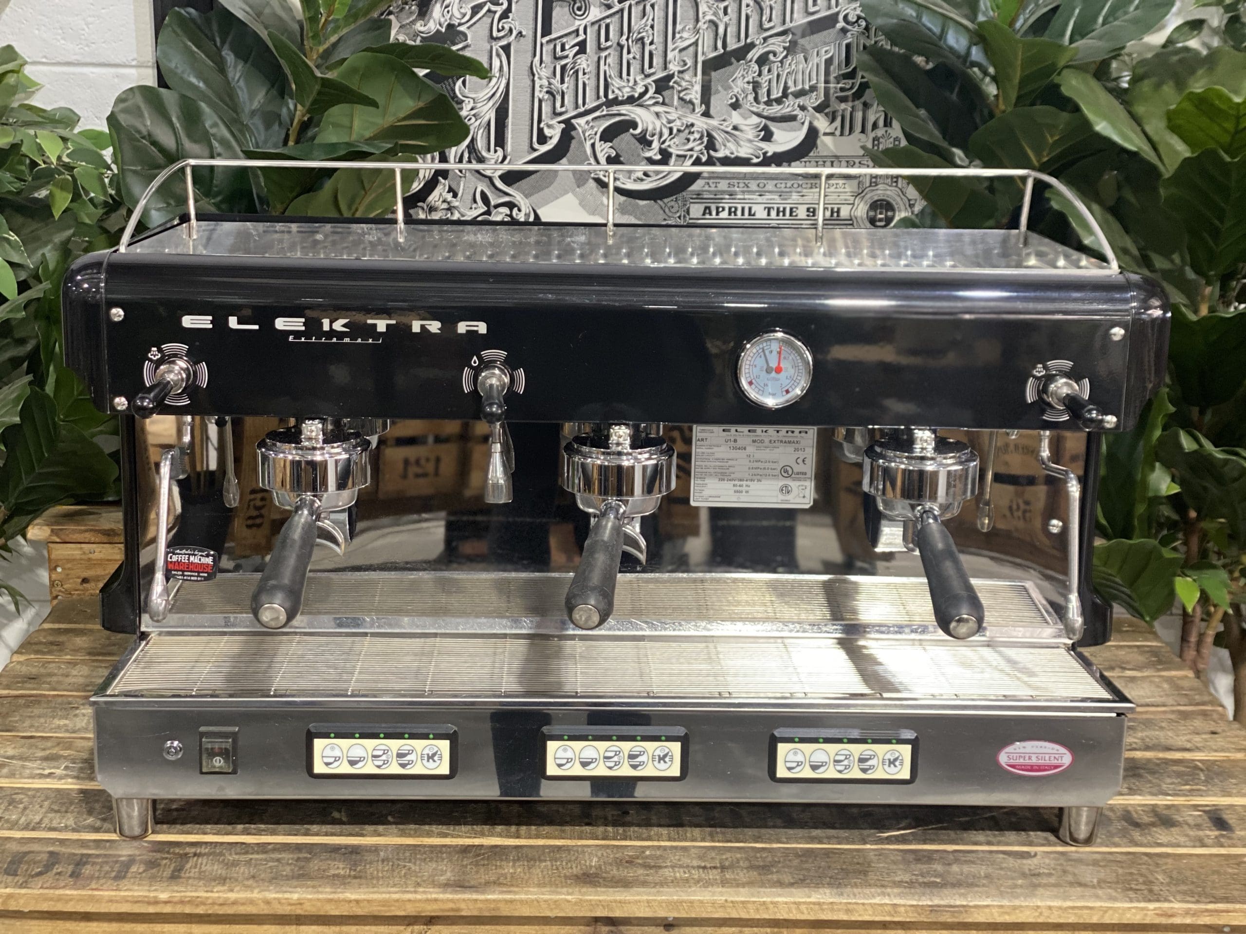 Elektra Maxi 3 Group Black Espresso Coffee Machine - Used