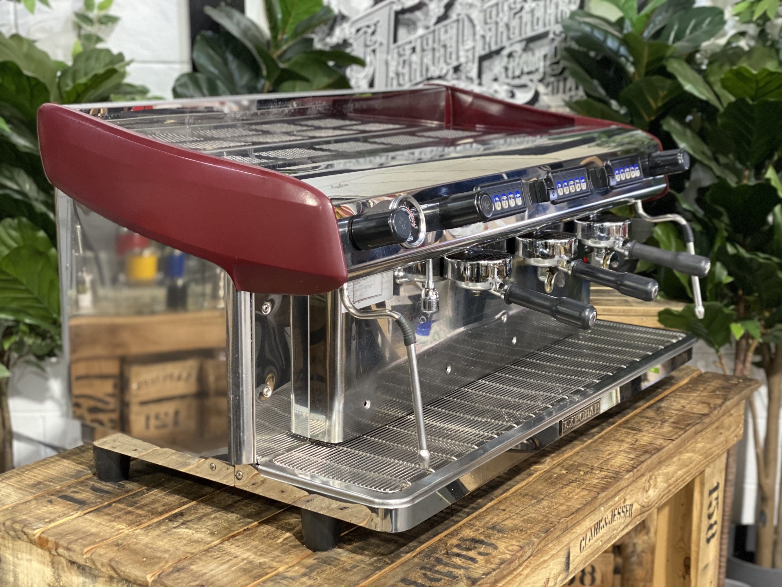 Expobar MegaCrem High Cup 3 Group Stainless & Red Espresso Coffee Machine - Used