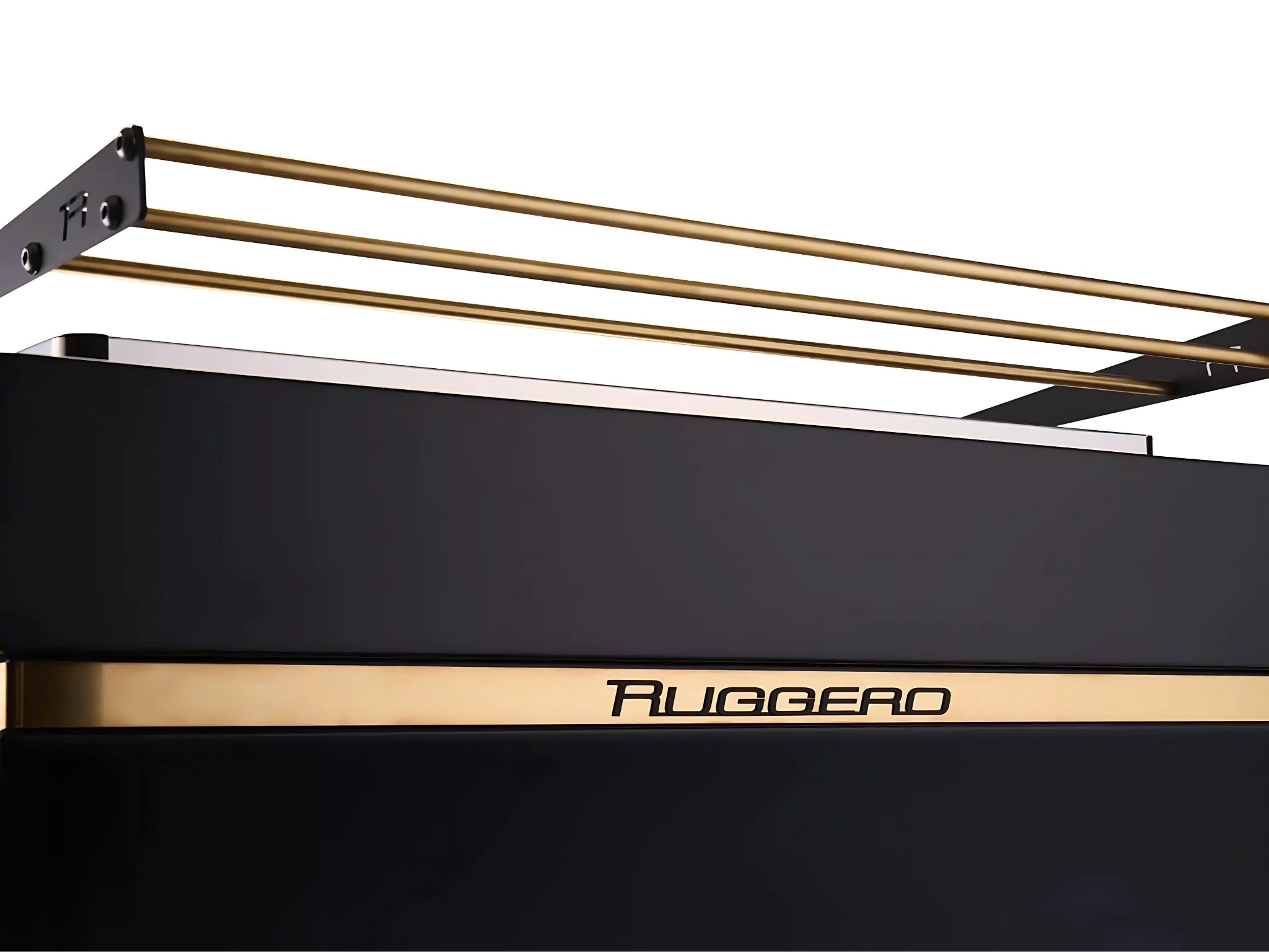 Expobar Ruggero JS80 2 Group Coffee Machine Black – New shown in a close-up rear view against a clean white background. The espresso coffee machine’s smooth matte black back panel and crisp edge detailing are clearly displayed, highlighting its solid and contemporary commercial design.