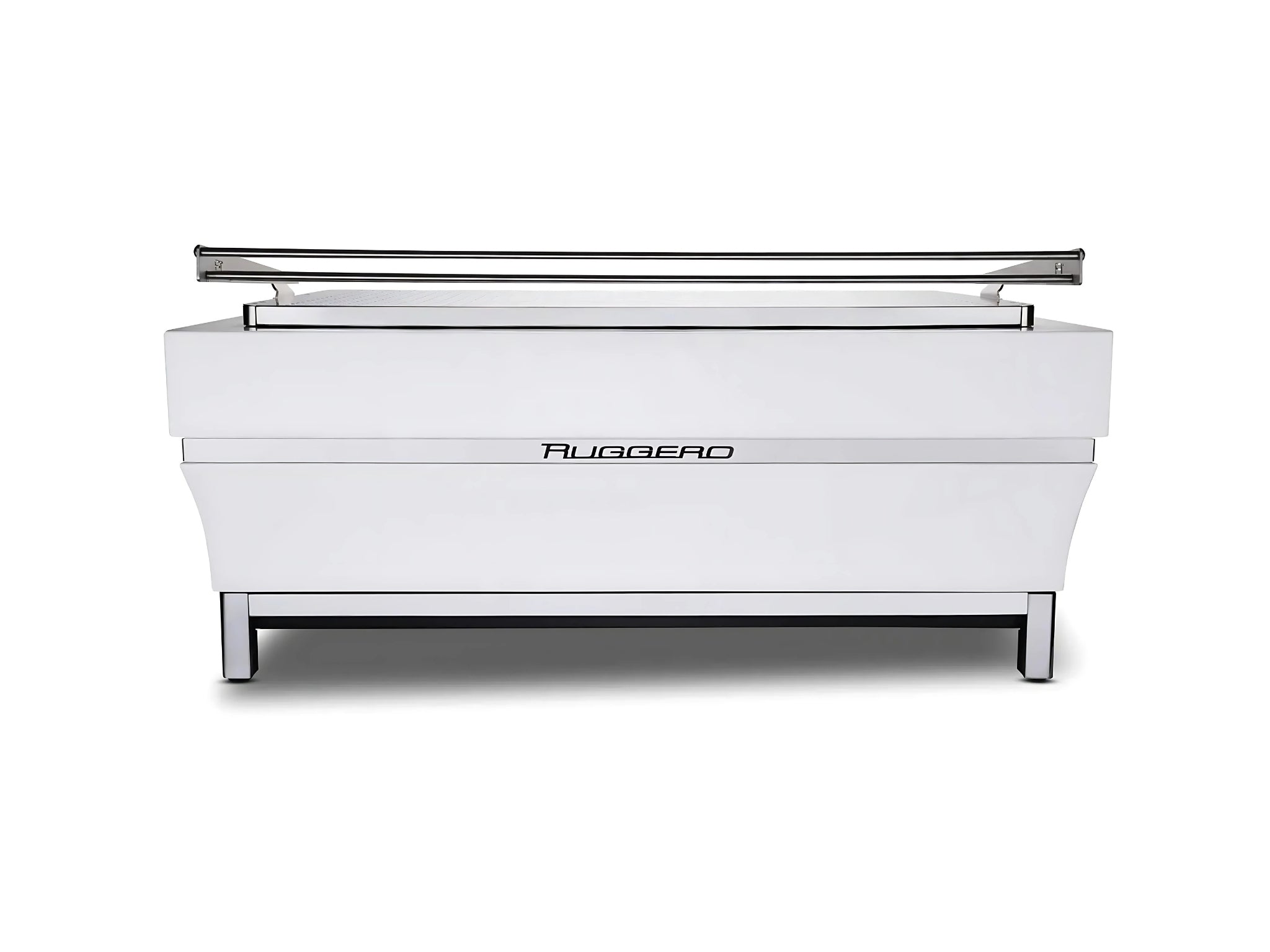 Expobar Ruggero JS80 3 Group Coffee Machine White – New viewed from the rear, showing the smooth white back panel design and overall streamlined espresso machine structure.