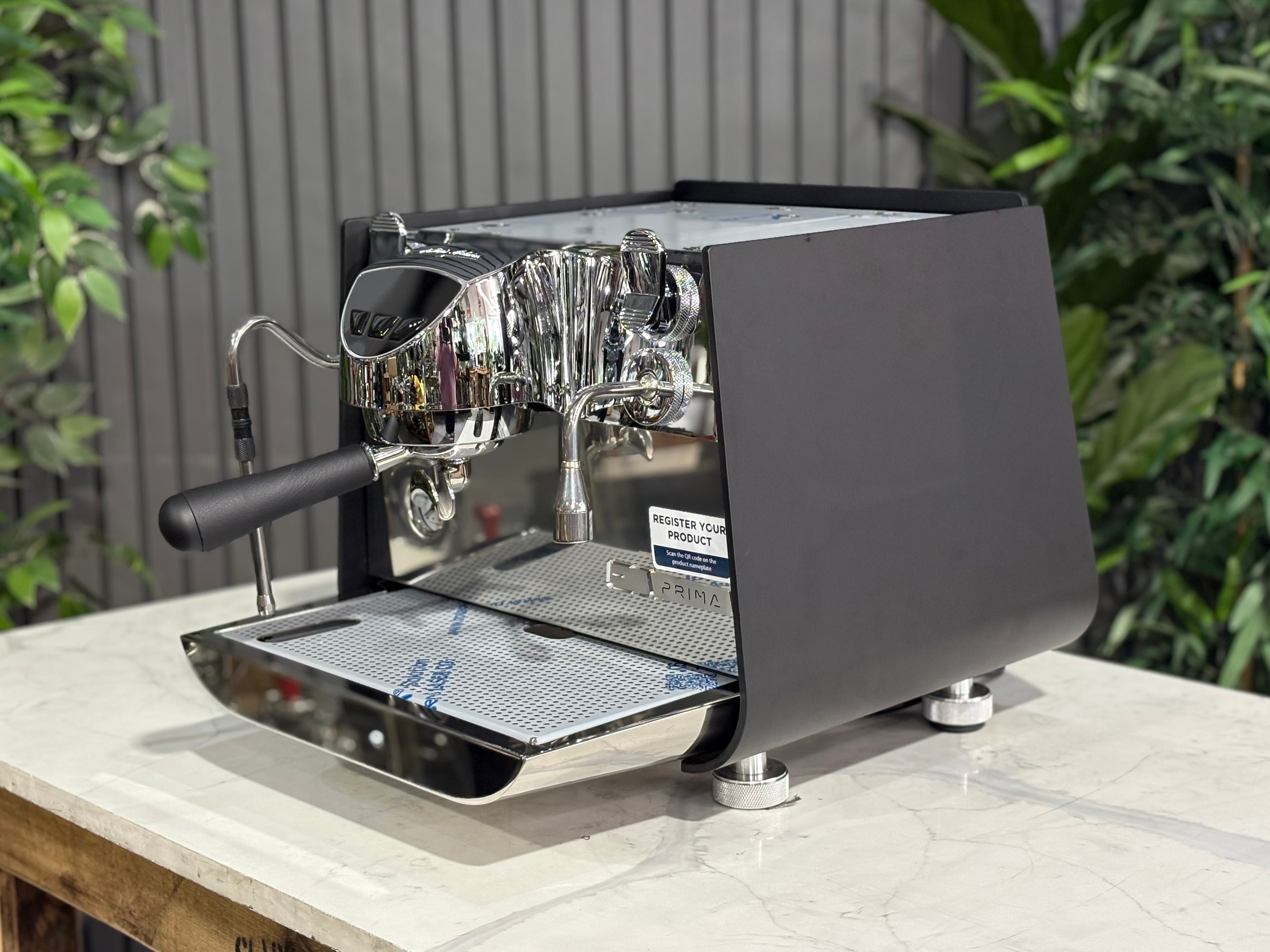 Victoria Arduino Eagle One Prima 1 Group Coffee Machine Black - New with sleek design and chrome accents on display.