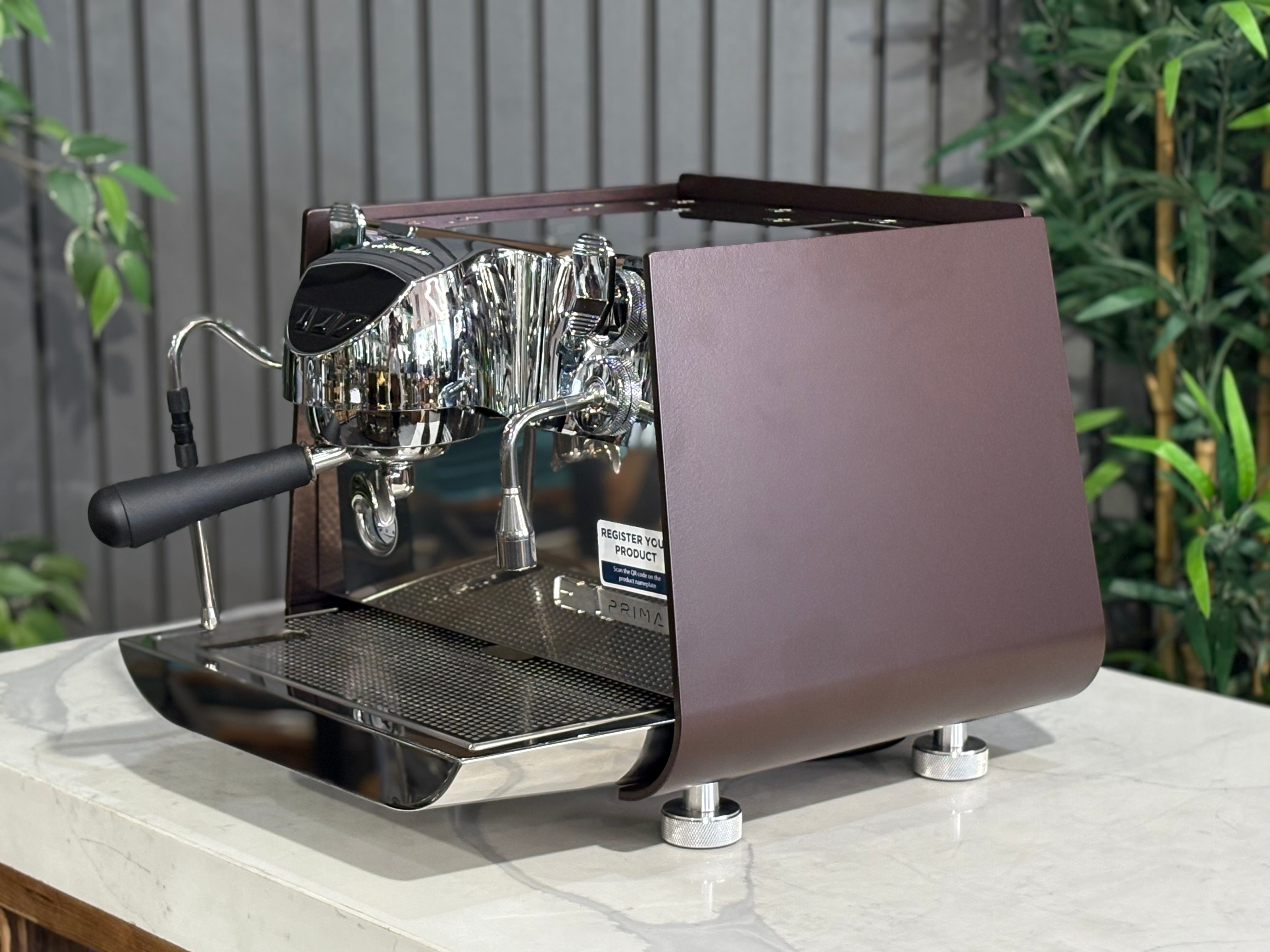 Victoria Arduino Eagle One Prima 1 Group Espresso Machine in burnished copper finish on a countertop